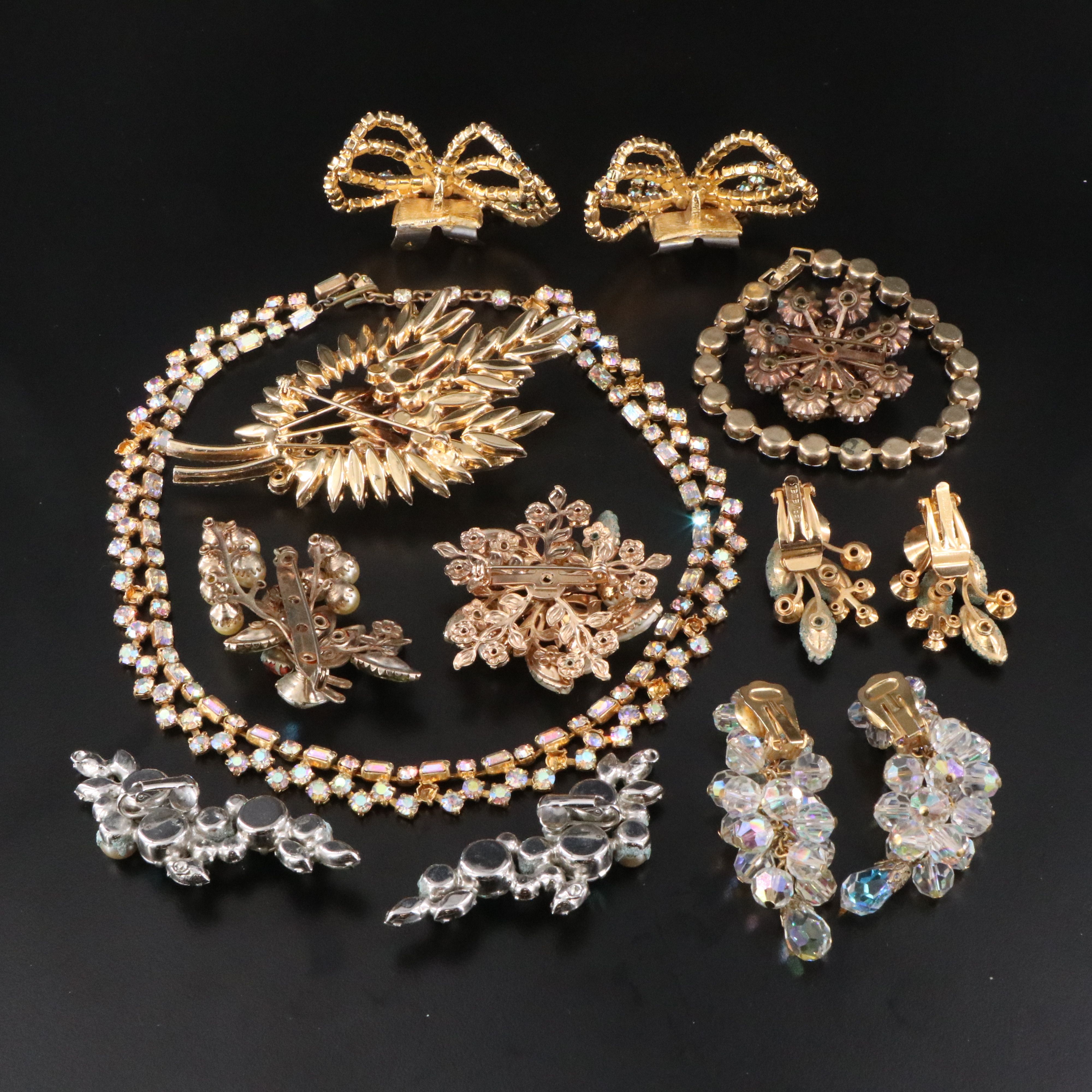 Coro and DeLizza & Elster Juliana ft. in Aurora Borealis Rhinestone Jewelry