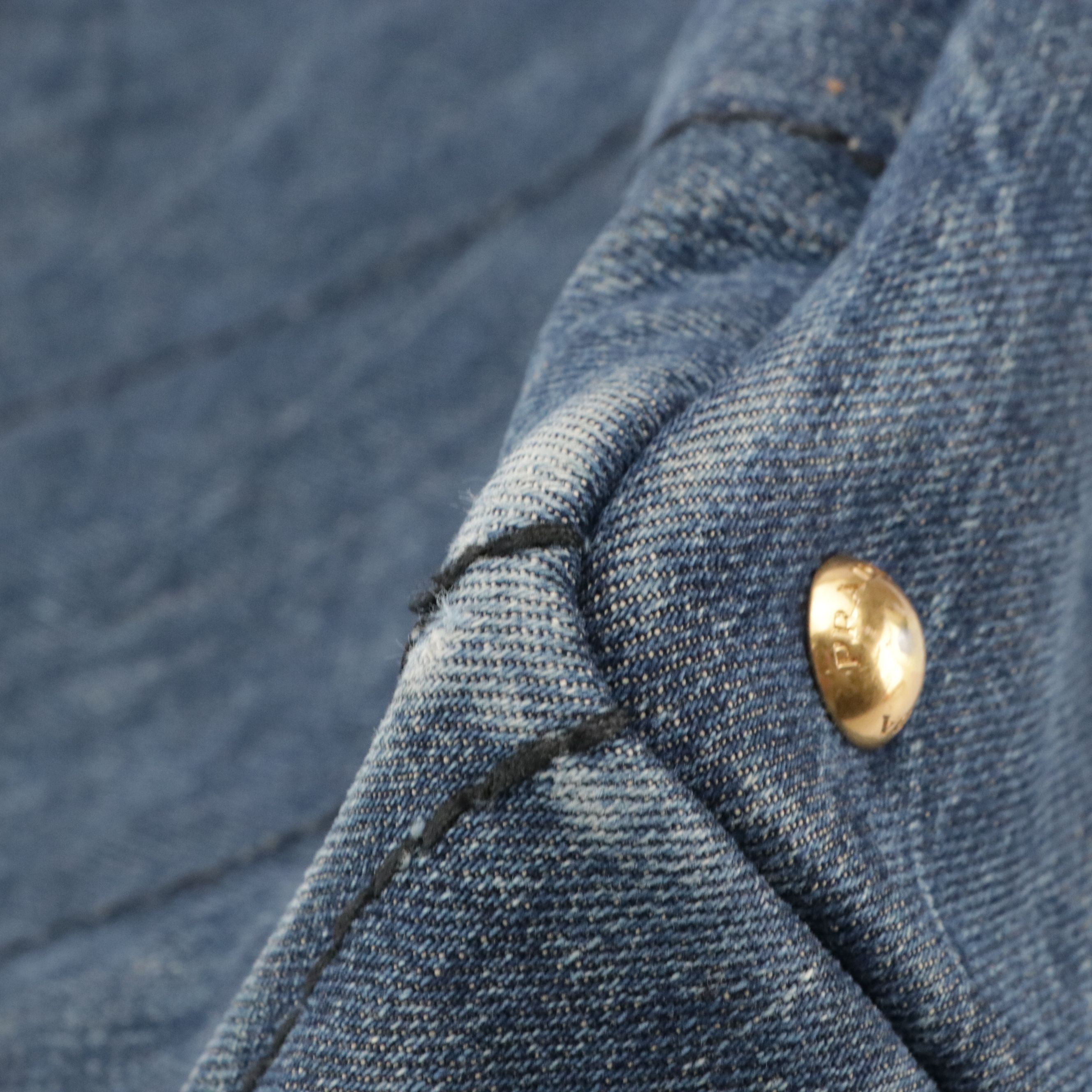 Prada Canapa Logo Top Handle Tote in Blue Denim Canvas