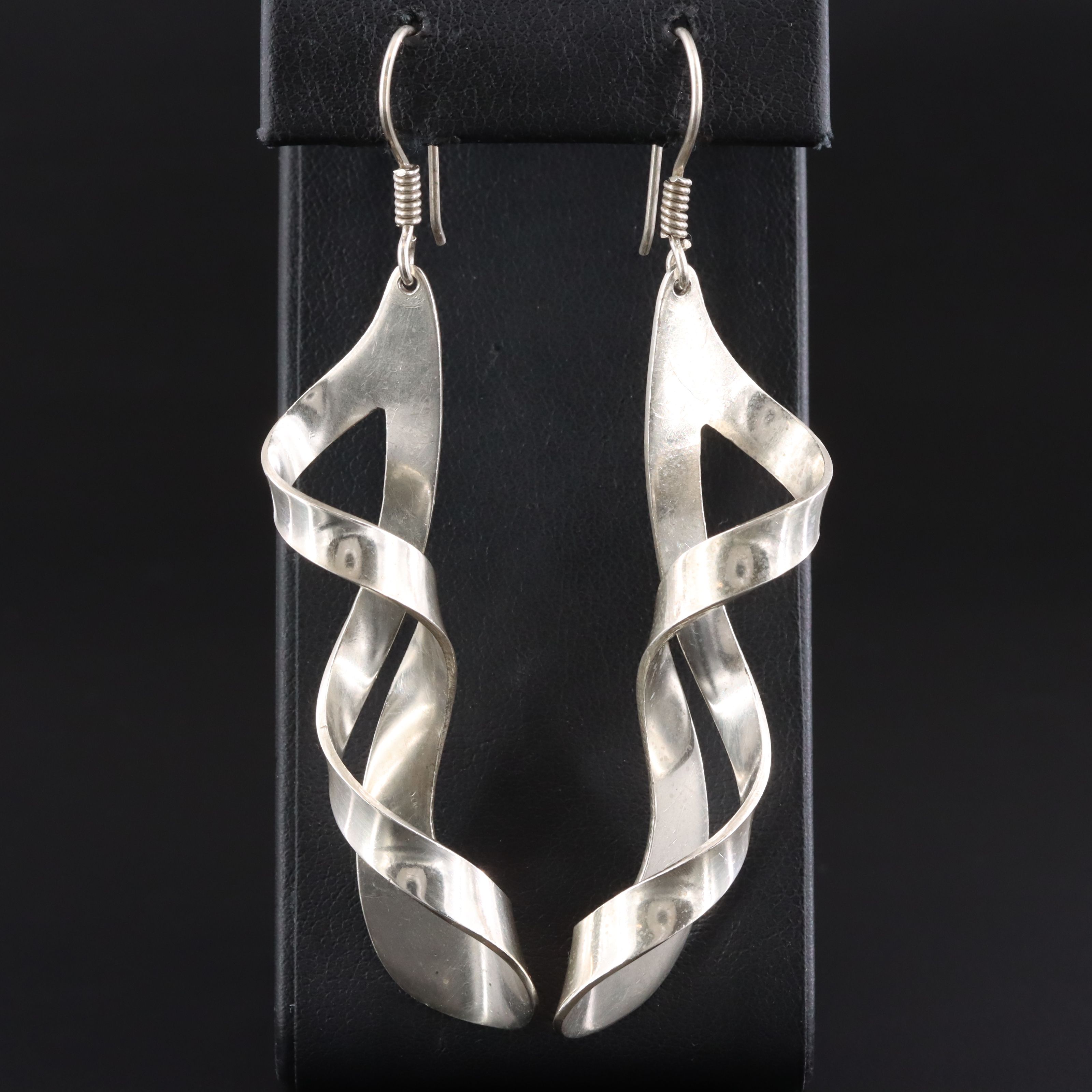 Mexican Sterling Spiral Drop Earrings