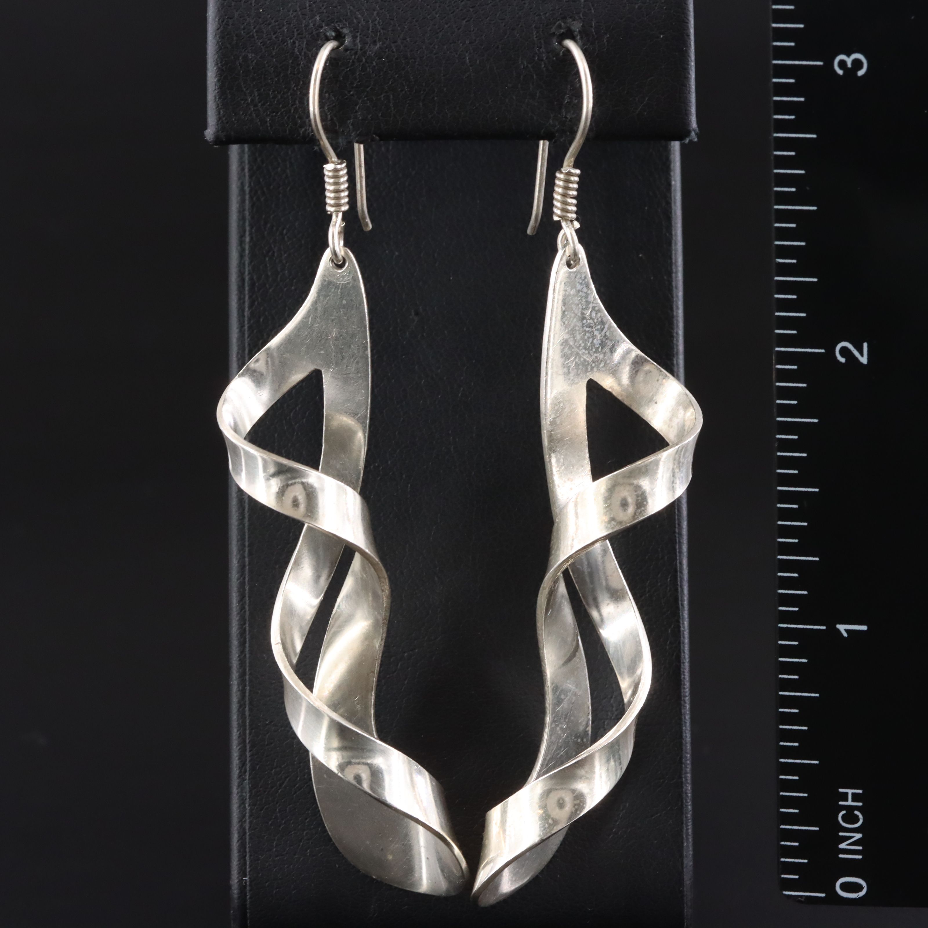 Mexican Sterling Spiral Drop Earrings