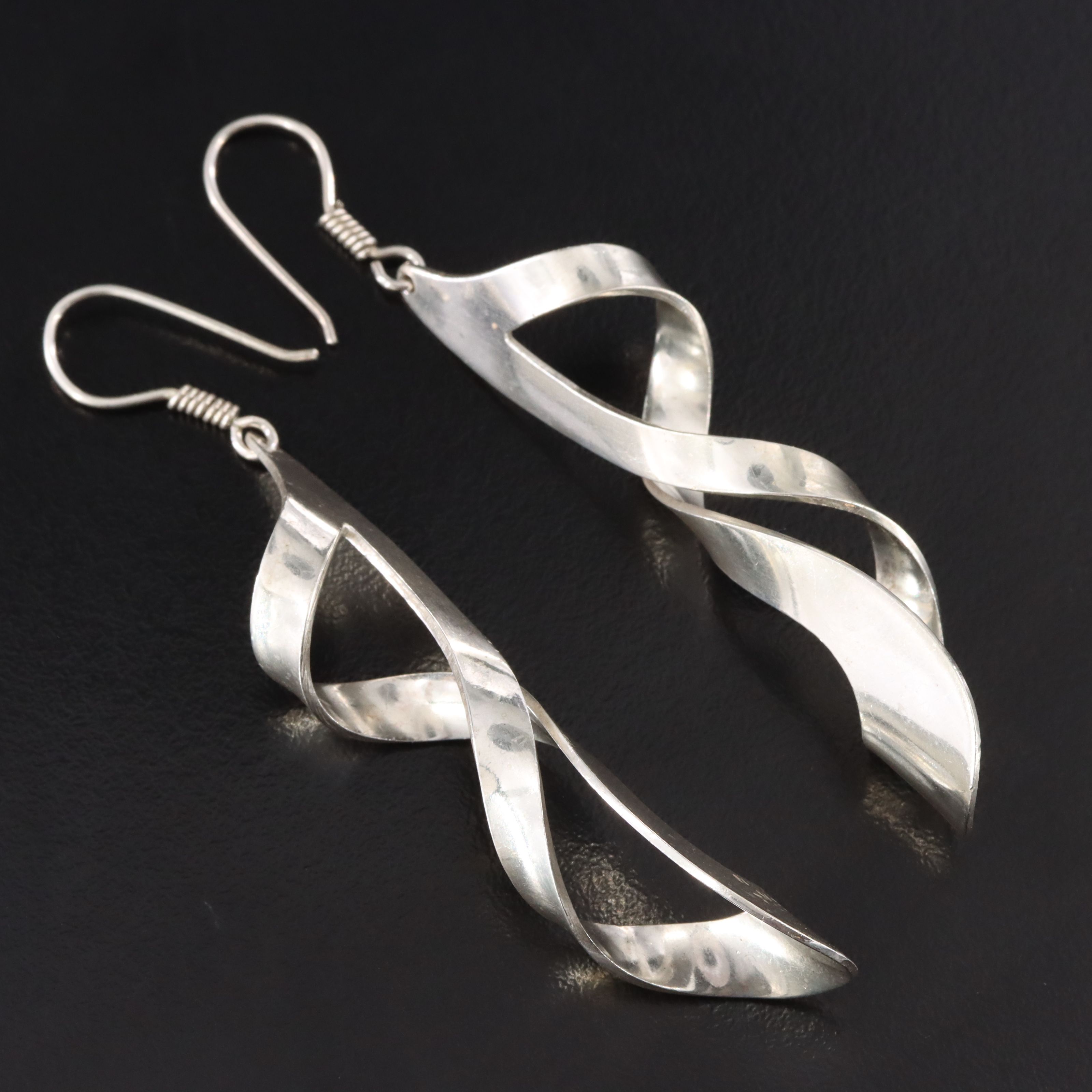 Mexican Sterling Spiral Drop Earrings