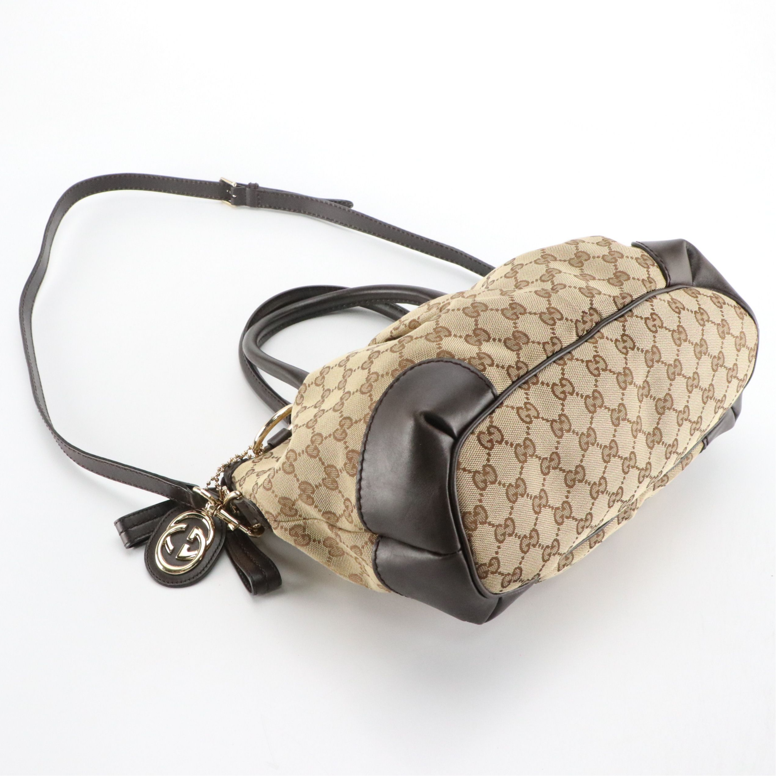 Gucci Sukey Two-Way Satchel in Brown GG Canvas and Leather