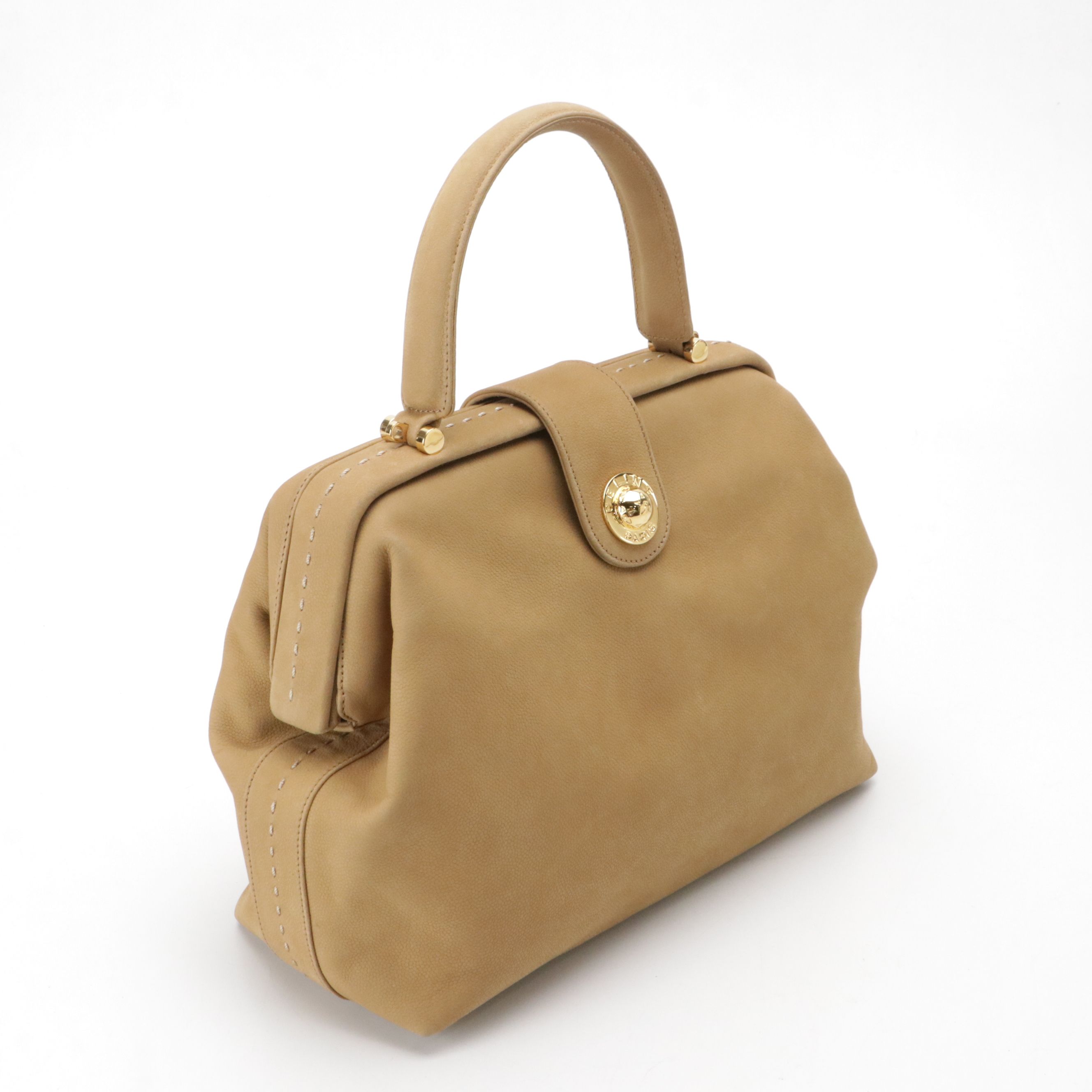 Celine Top Handle Two-Way Doctor Style Satchel in Tan Deerskin