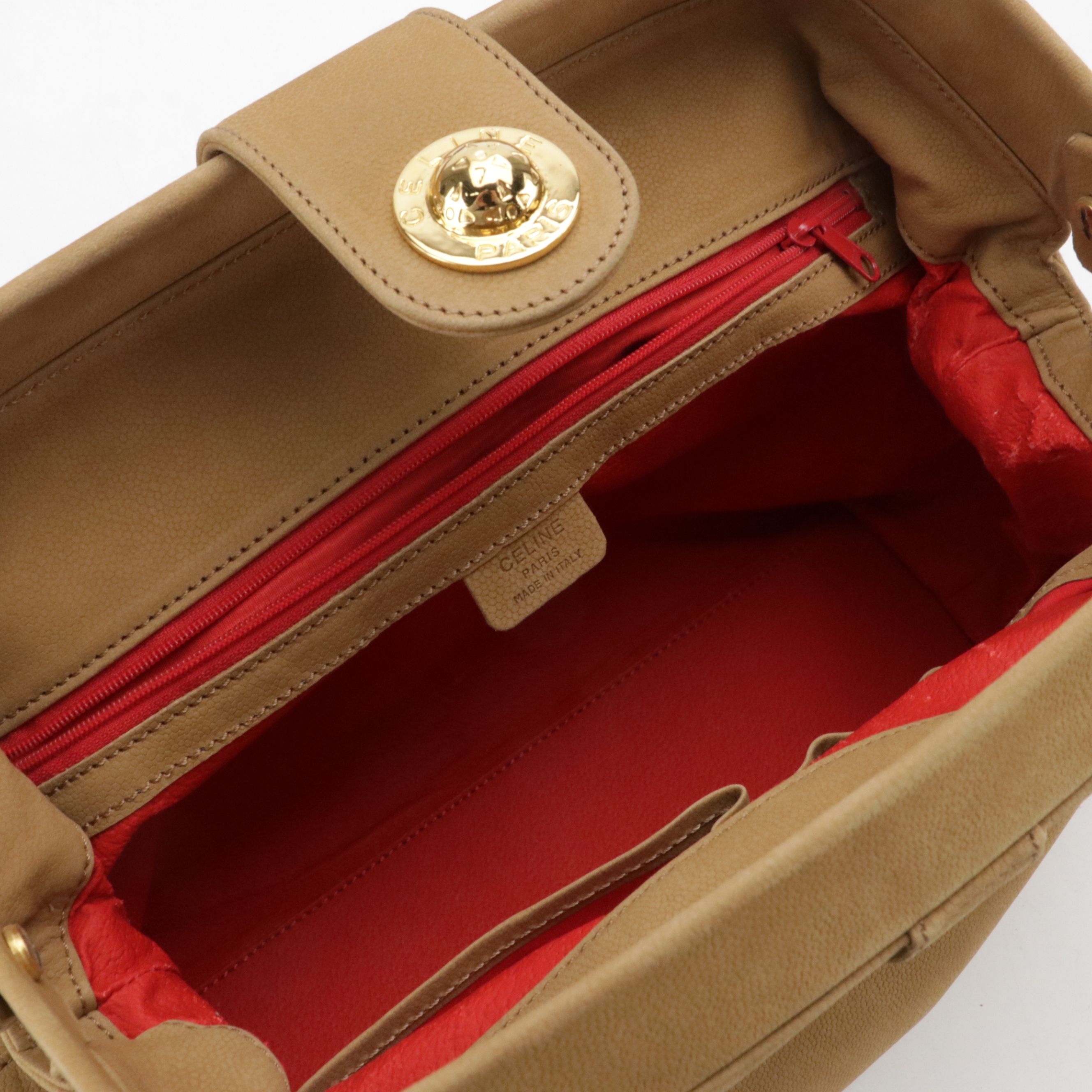 Celine Top Handle Two-Way Doctor Style Satchel in Tan Deerskin