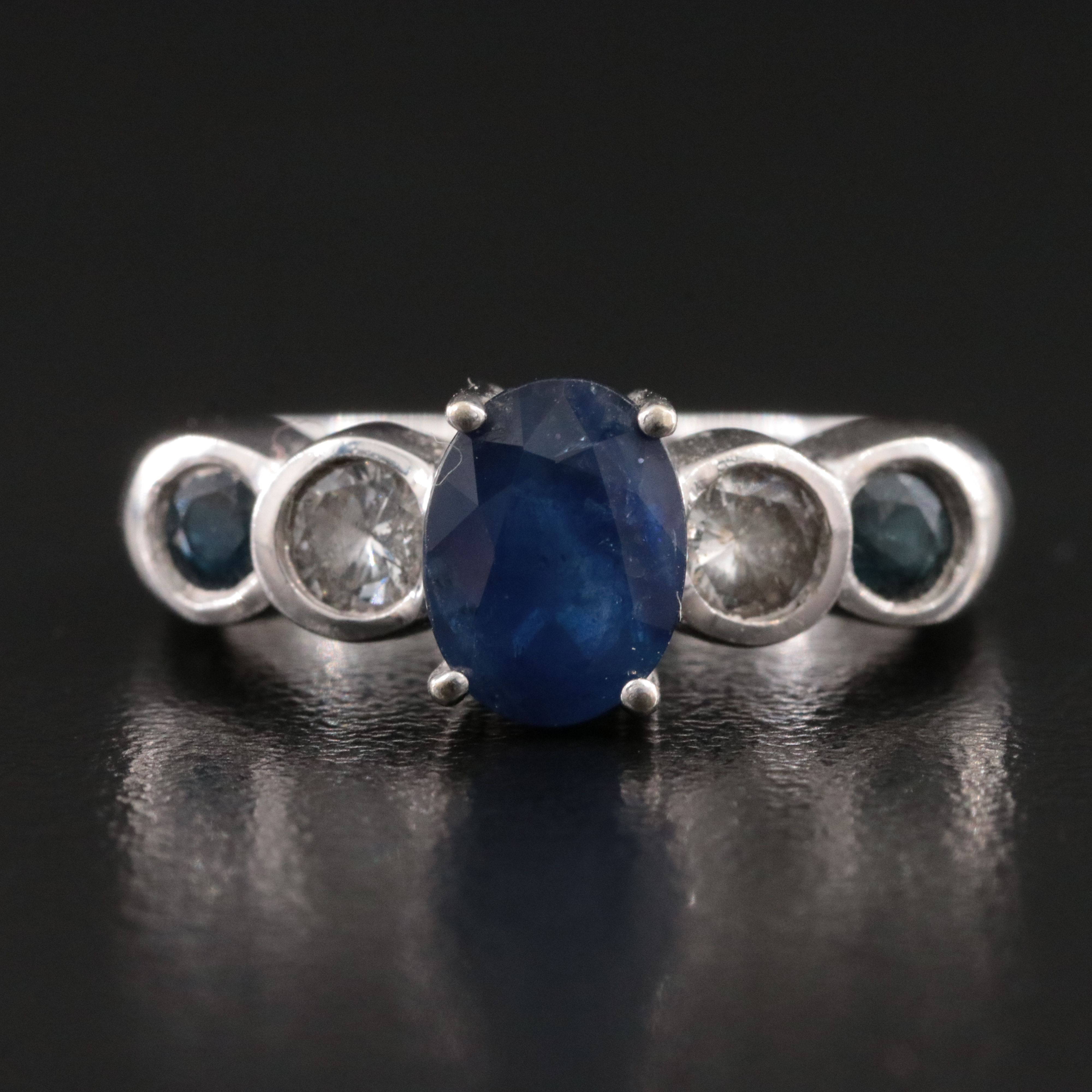 14K Sapphire and Diamond Ring with 1.41 CT Center