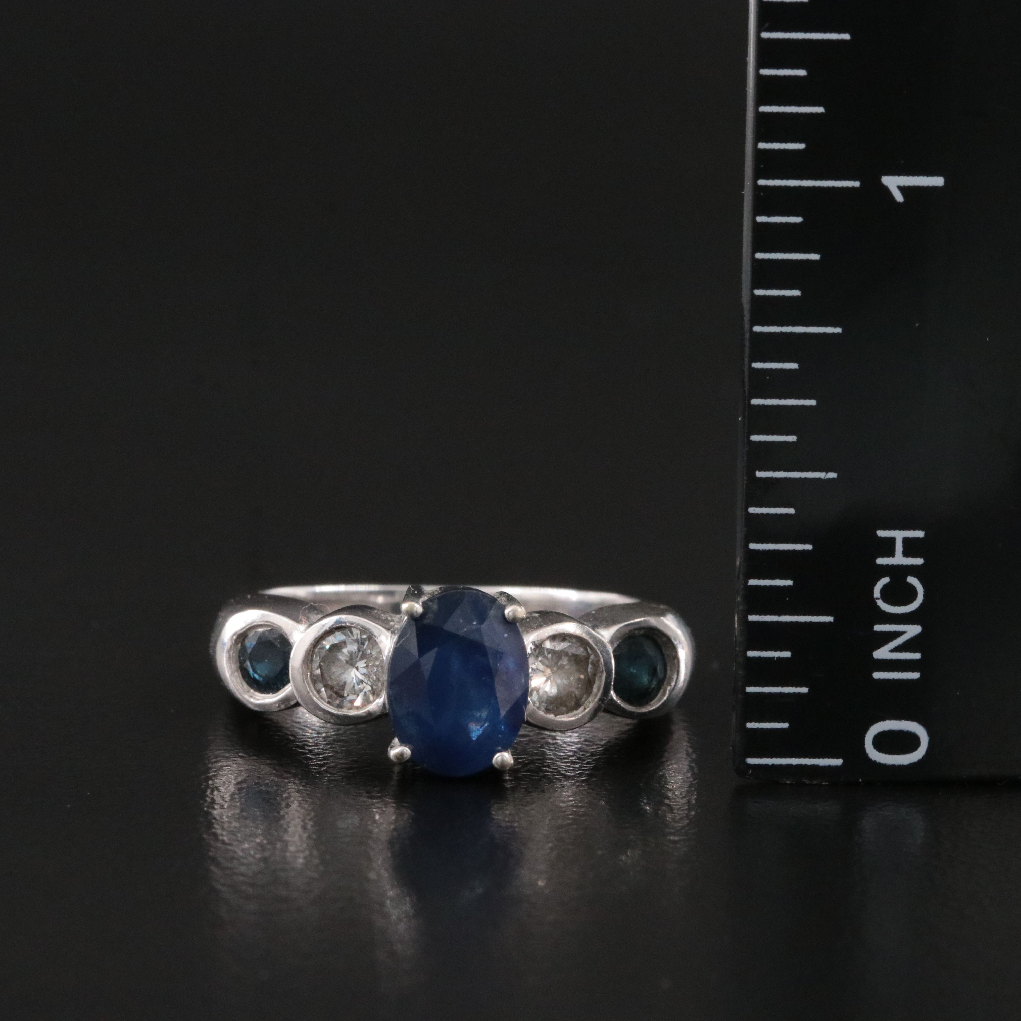 14K Sapphire and Diamond Ring with 1.41 CT Center