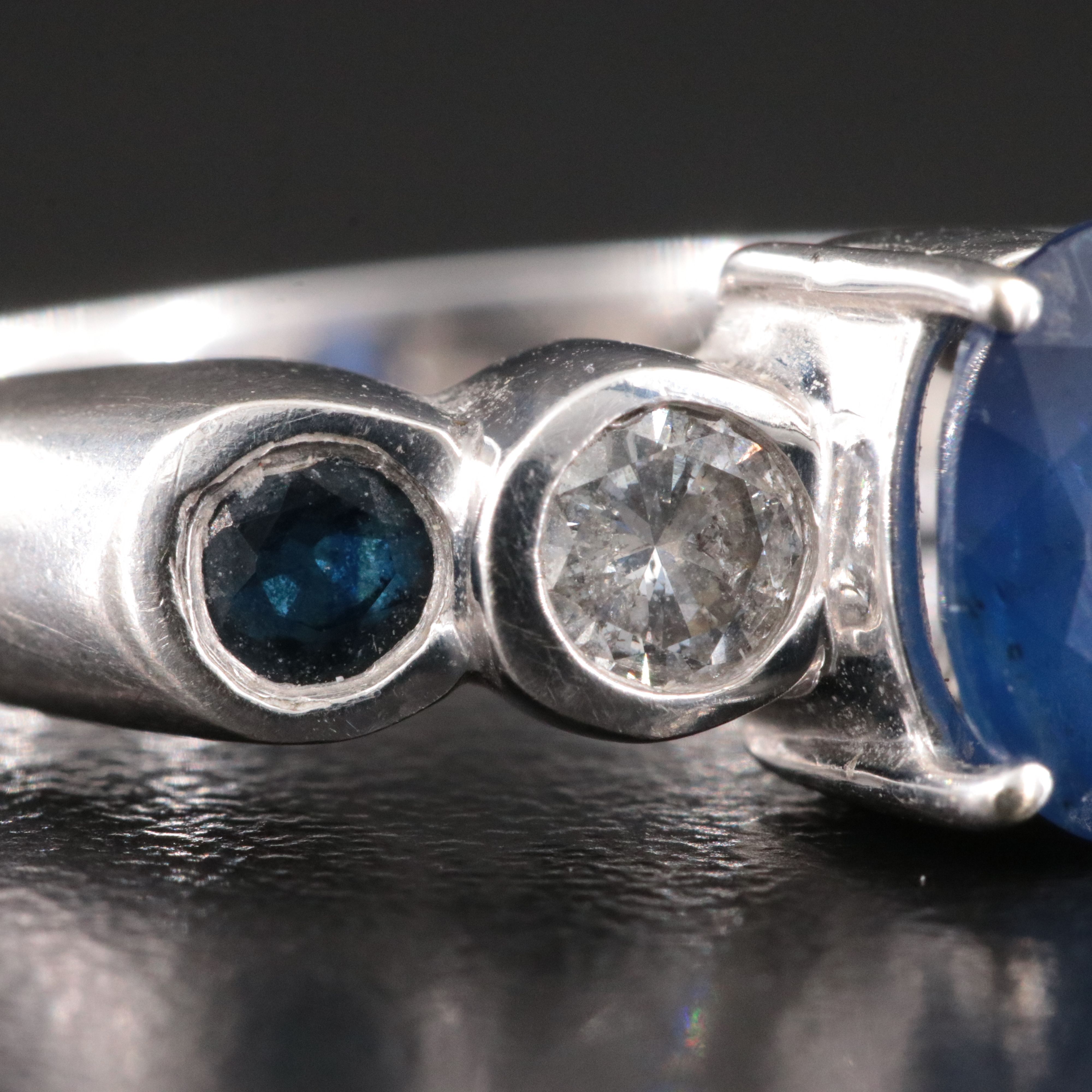 14K Sapphire and Diamond Ring with 1.41 CT Center