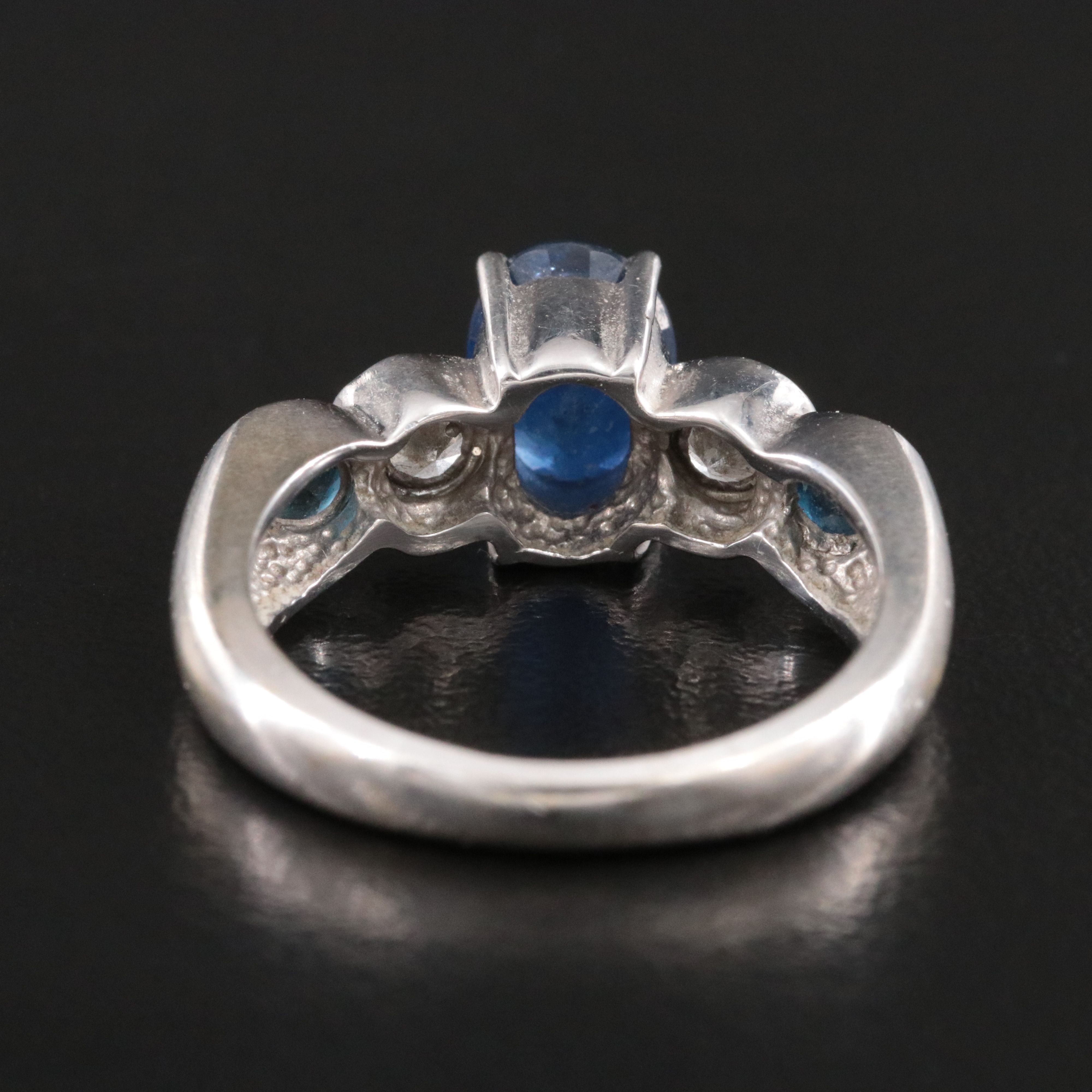 14K Sapphire and Diamond Ring with 1.41 CT Center