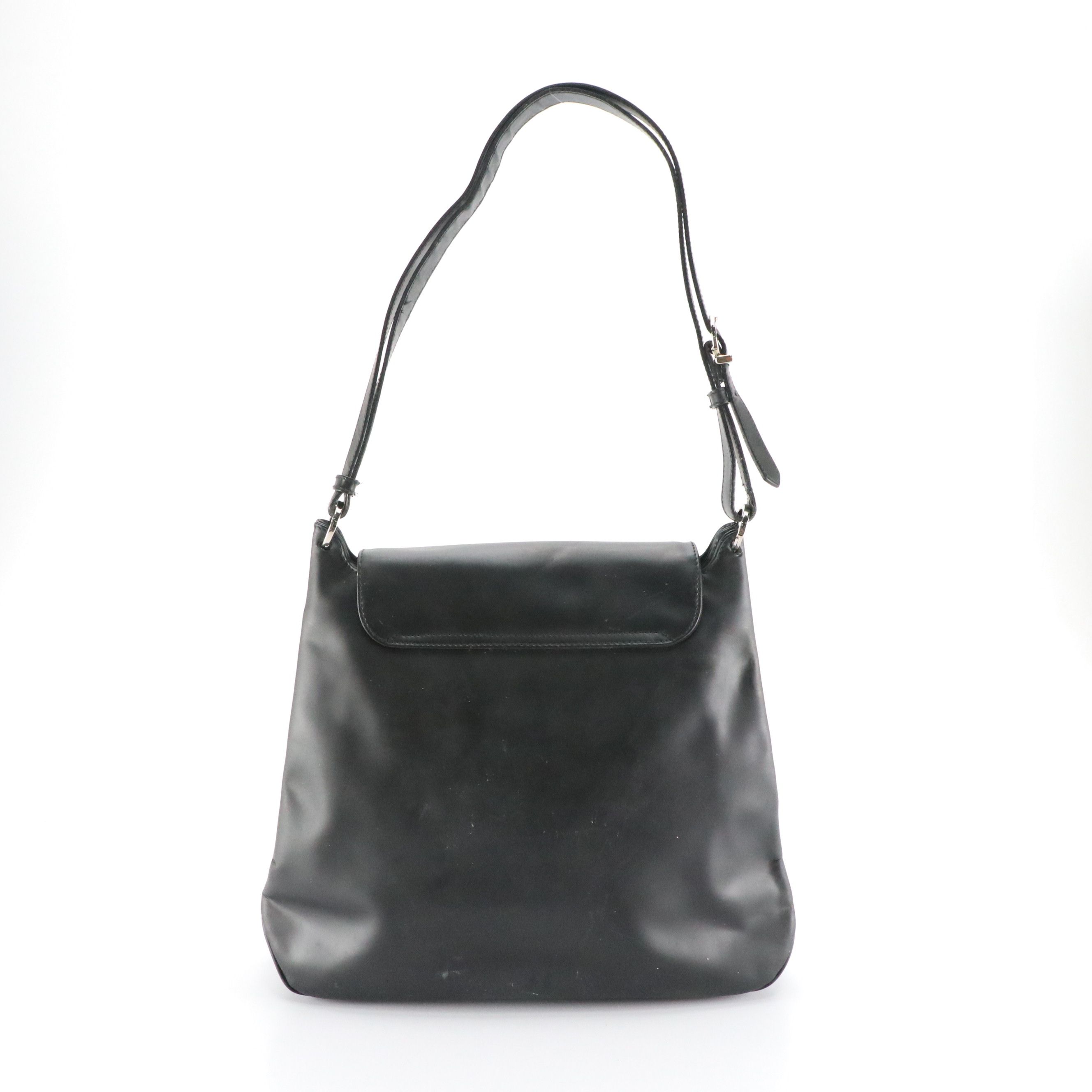 Salvatore Ferragamo Gancini Flap Shoulder Bag in Matte Black Calfskin Leather
