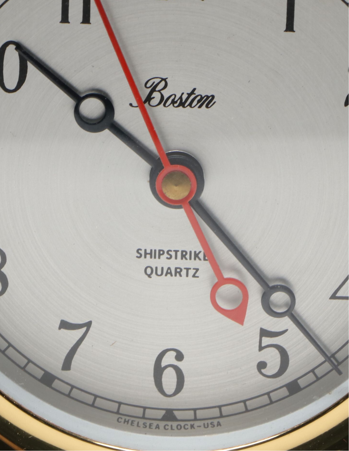 Chelsea Brass Shipstrike Quartz Mantel Clock on Wood Base