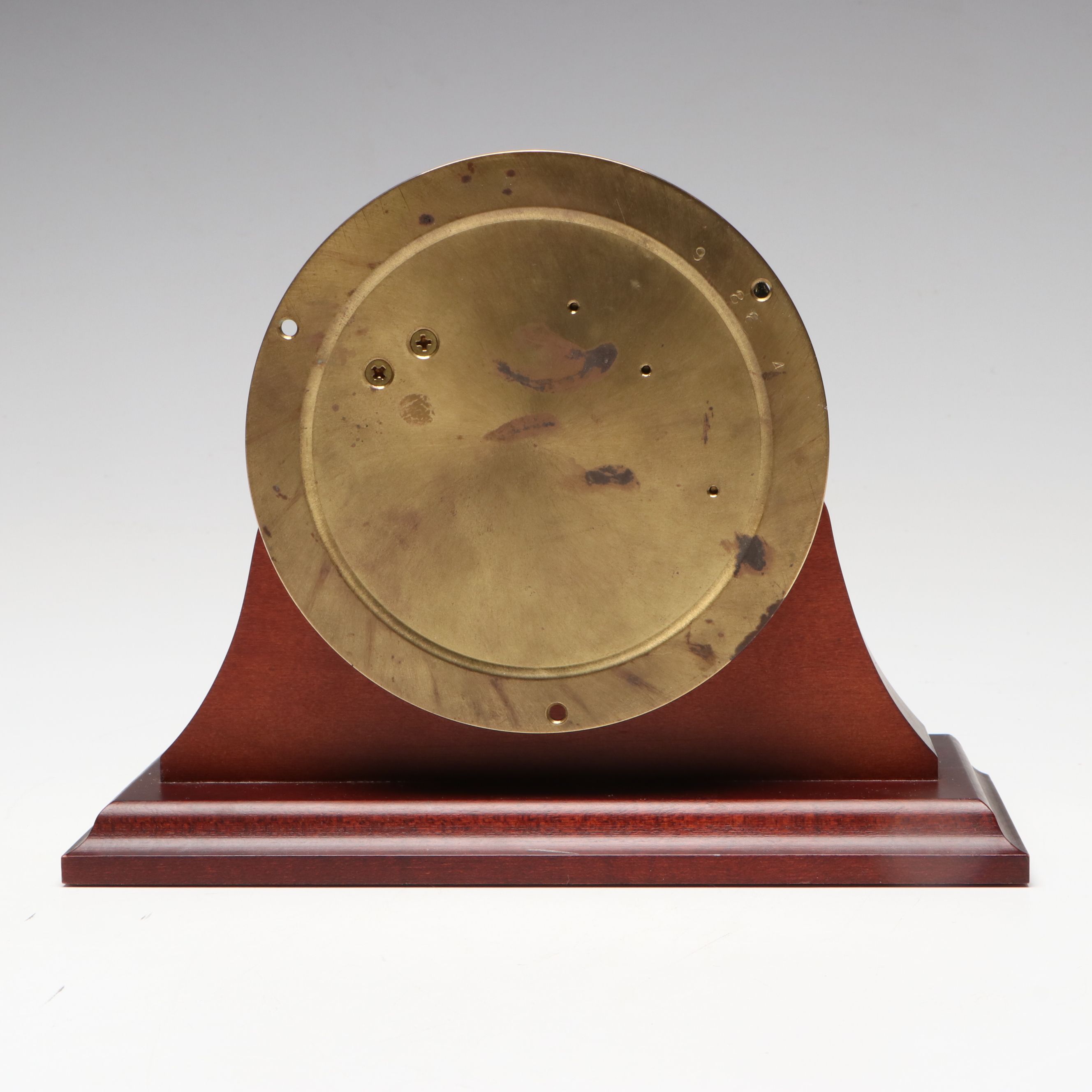 Chelsea Brass Shipstrike Quartz Mantel Clock on Wood Base