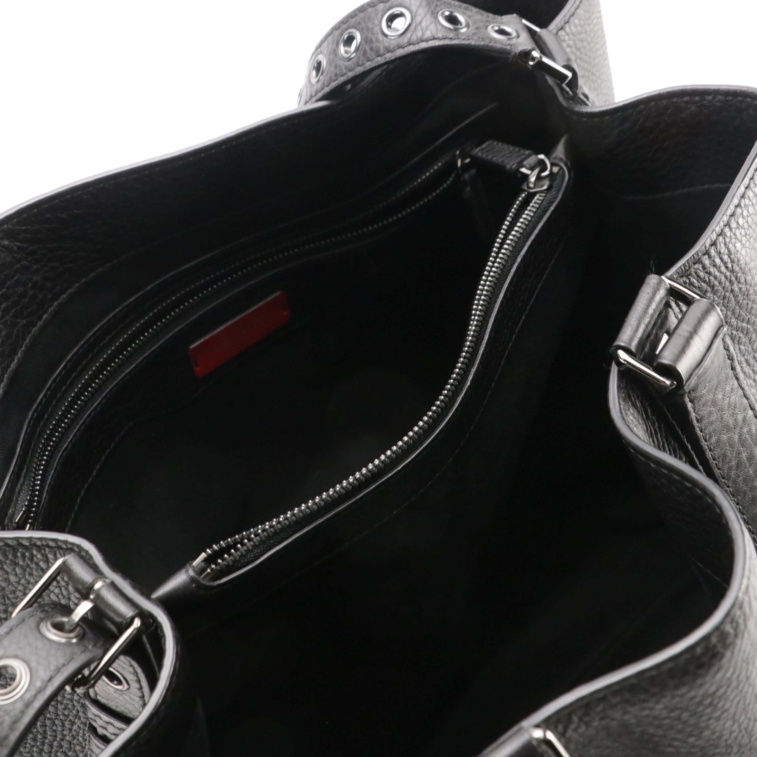 Valentino Garavani Large 2Way Rivet Strap Bag in Black Grained Calfskin Leather