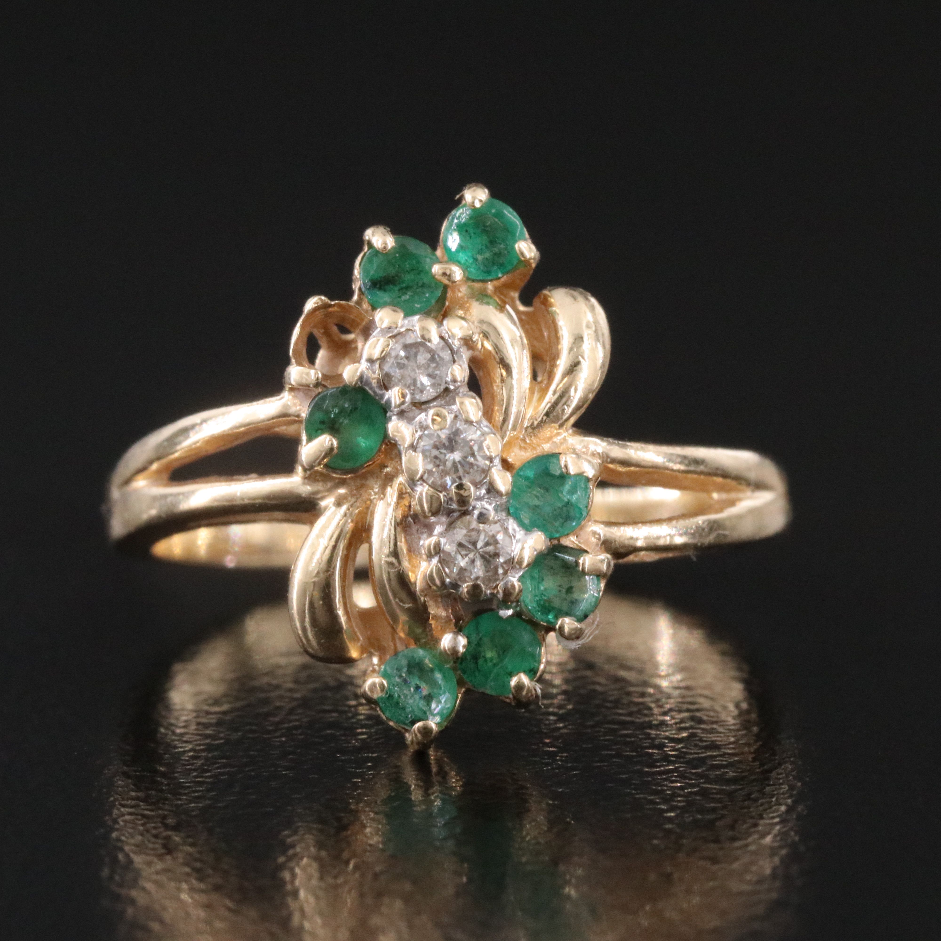 10K Emerald and Diamond Ring
