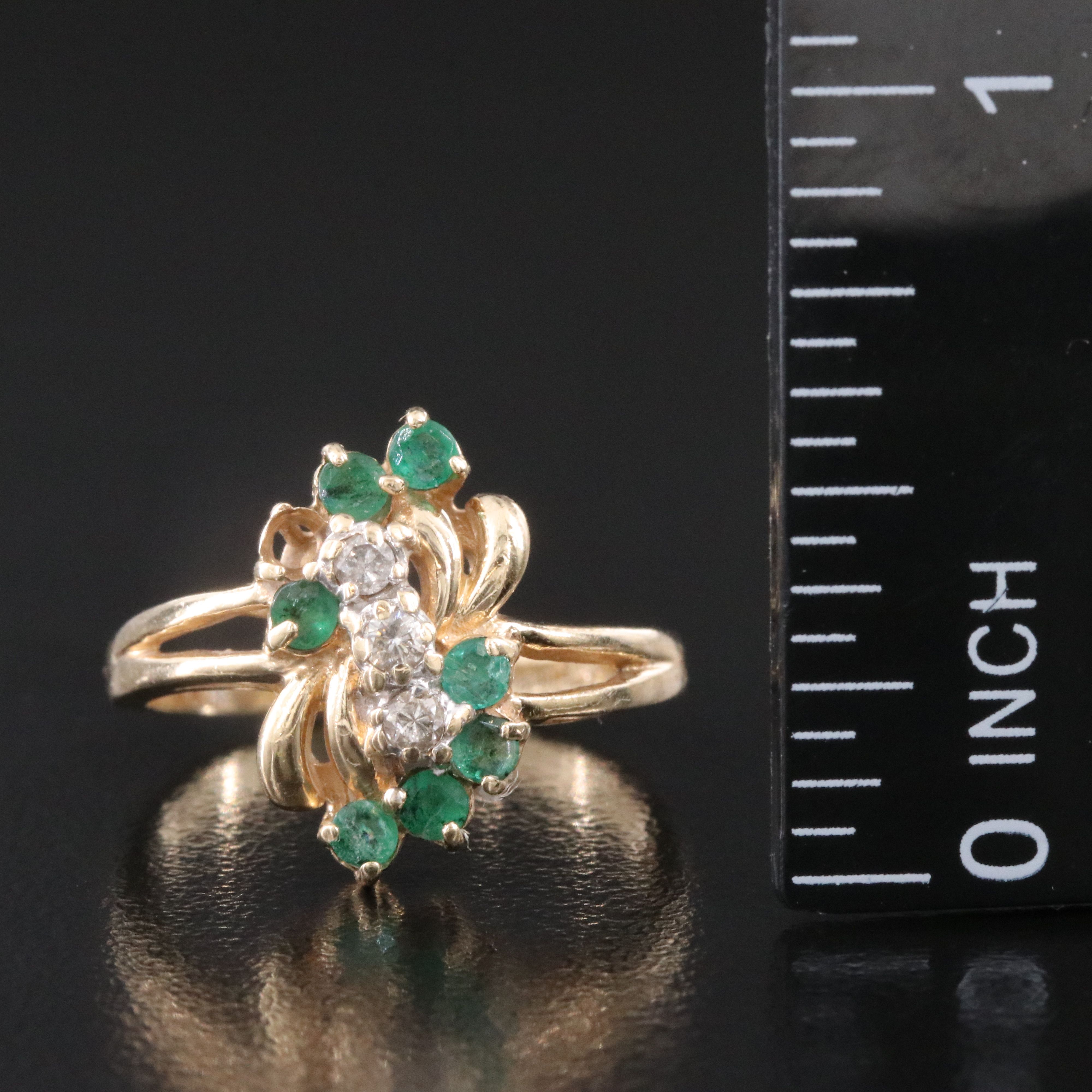 10K Emerald and Diamond Ring
