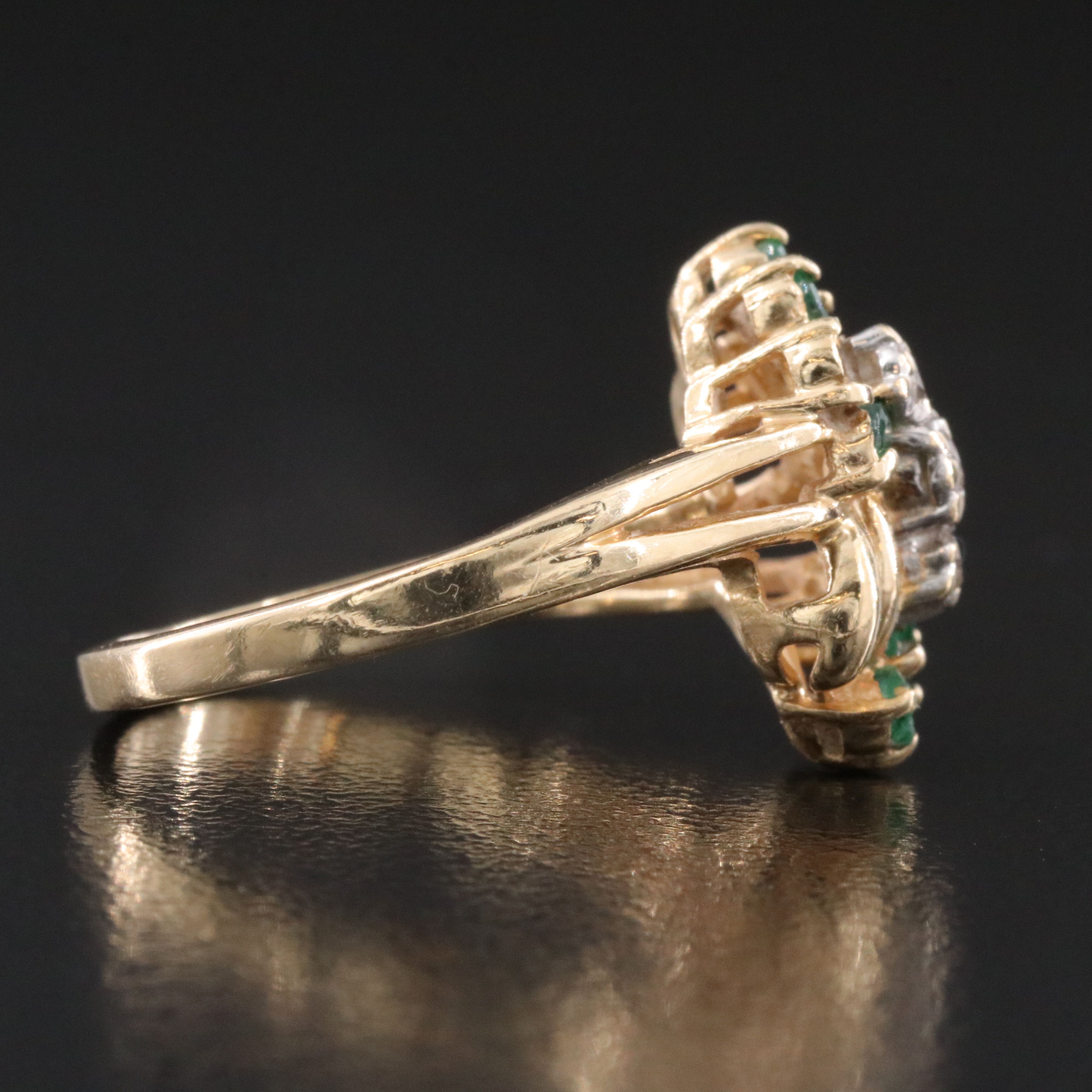 10K Emerald and Diamond Ring