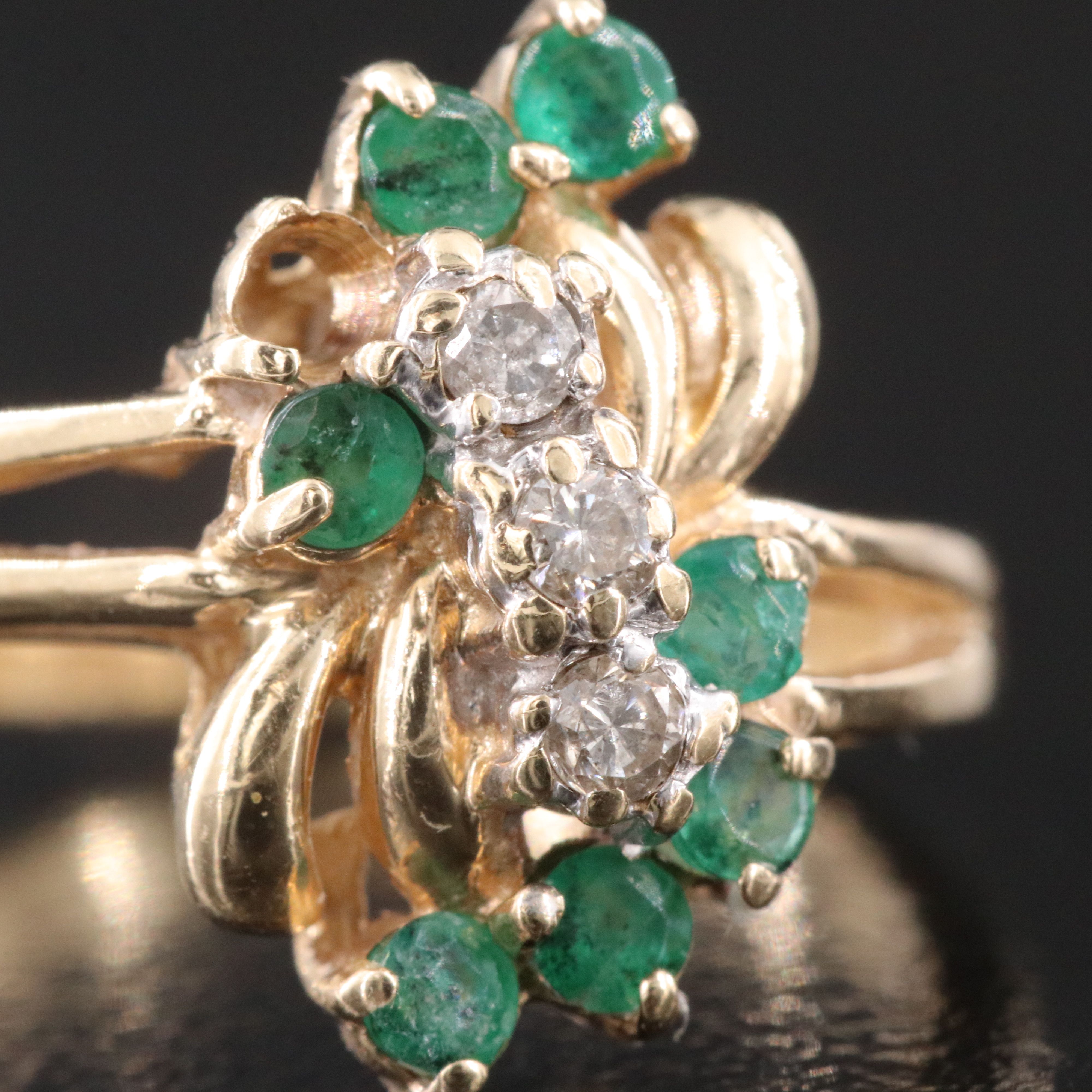 10K Emerald and Diamond Ring