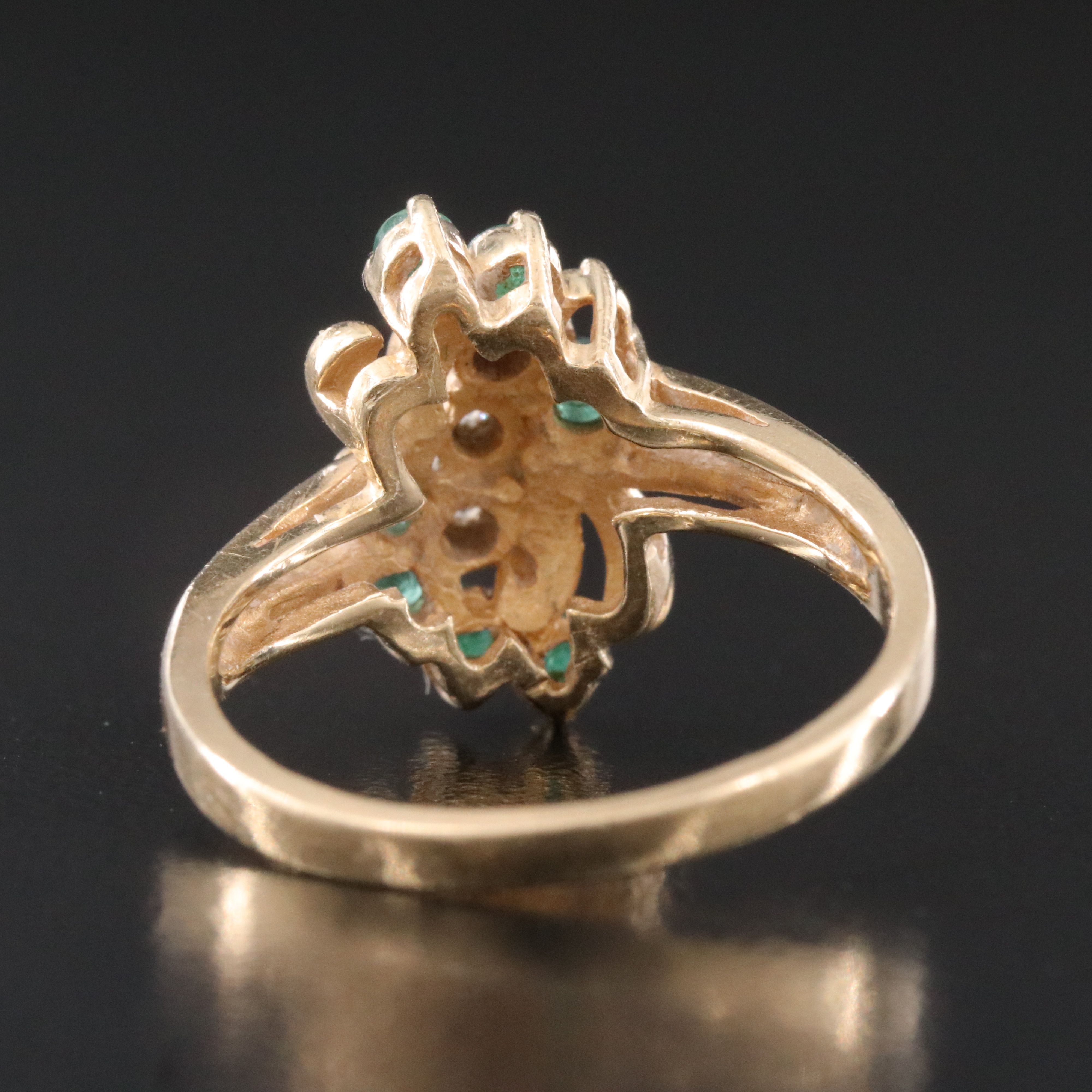 10K Emerald and Diamond Ring