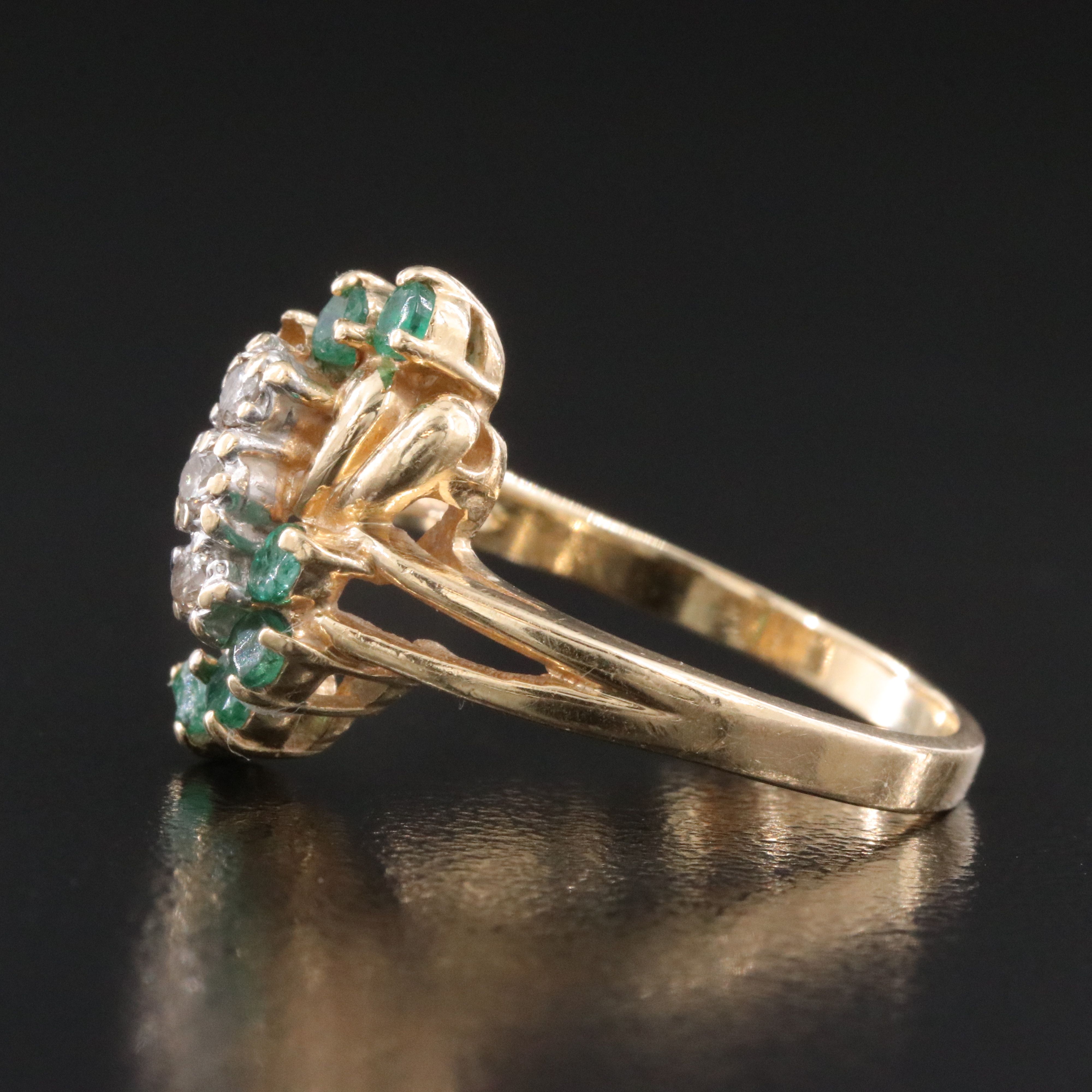 10K Emerald and Diamond Ring