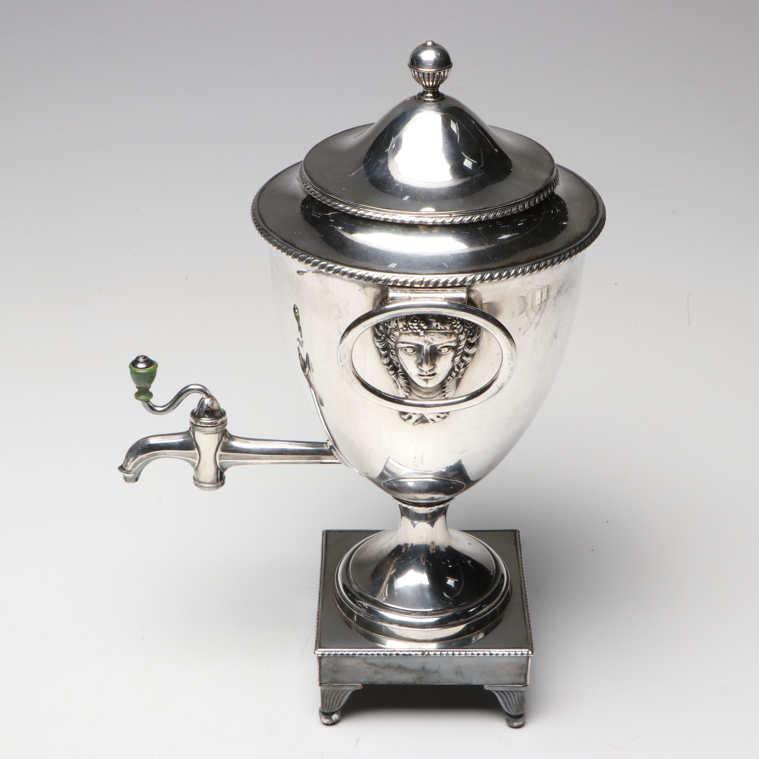 Neoclassical Style Silver Plate Footed Samovar