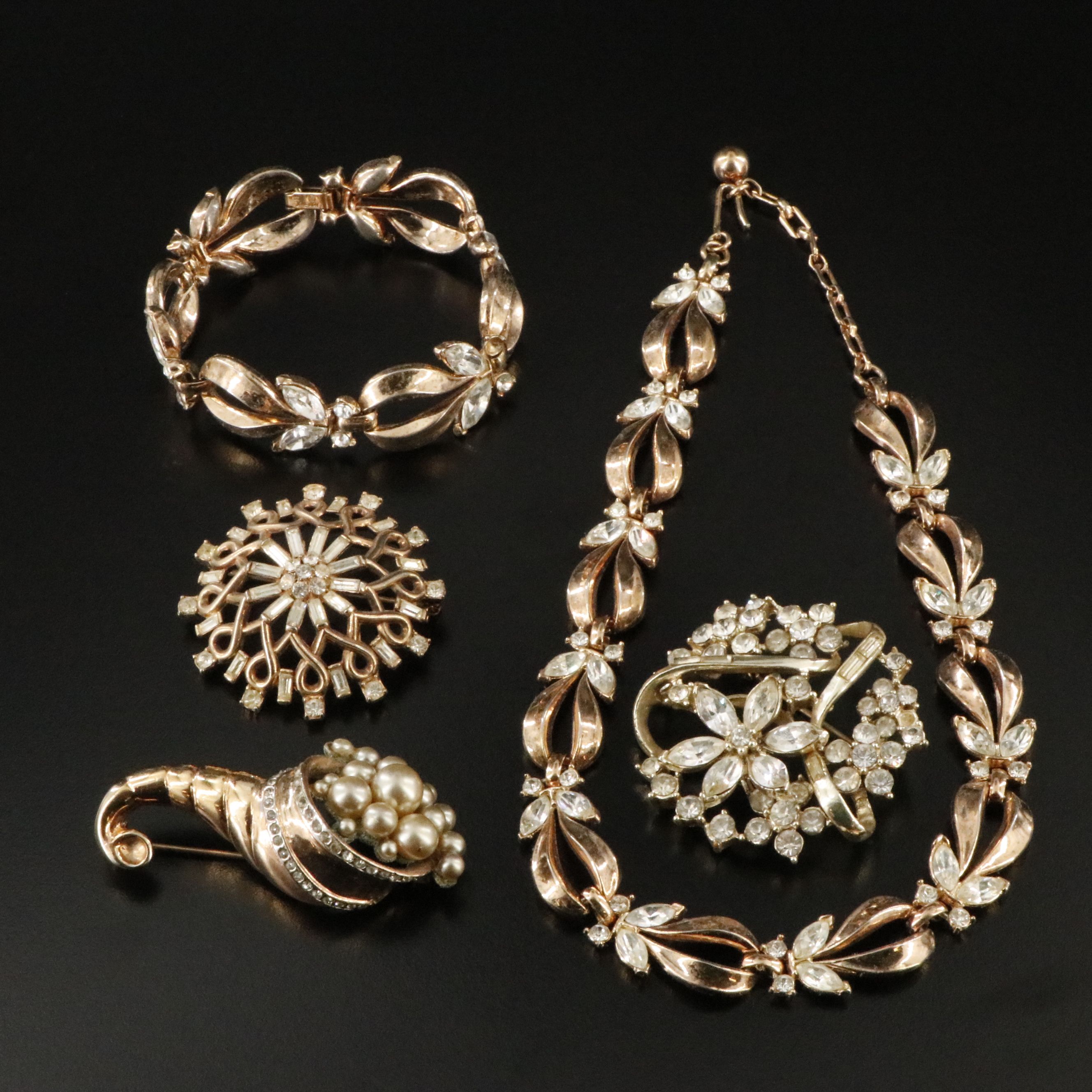 Retro Crystal, Rhinestone and Faux Pearl Jewelry