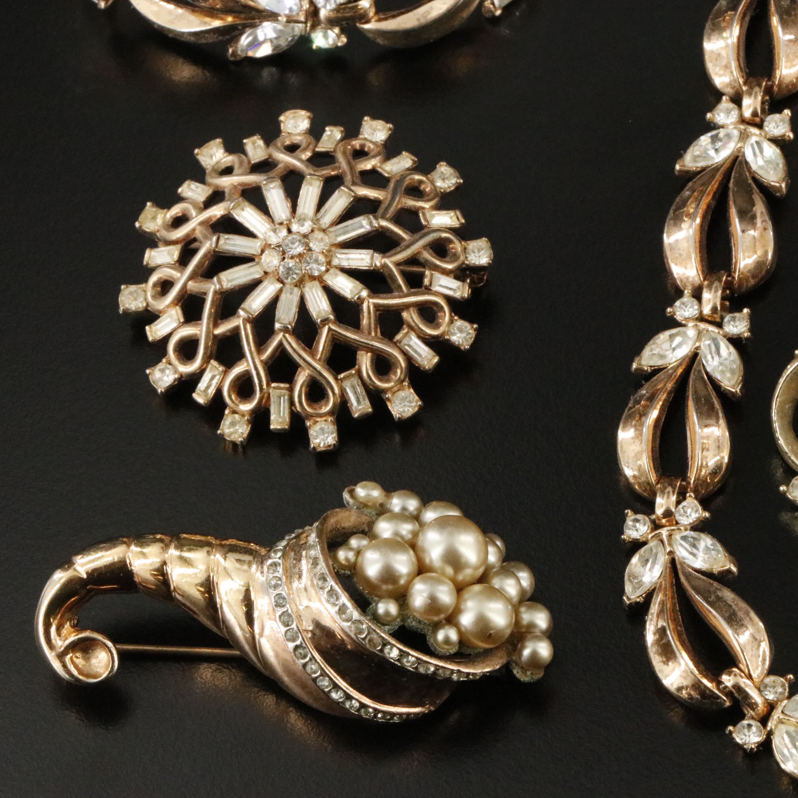 Retro Crystal, Rhinestone and Faux Pearl Jewelry