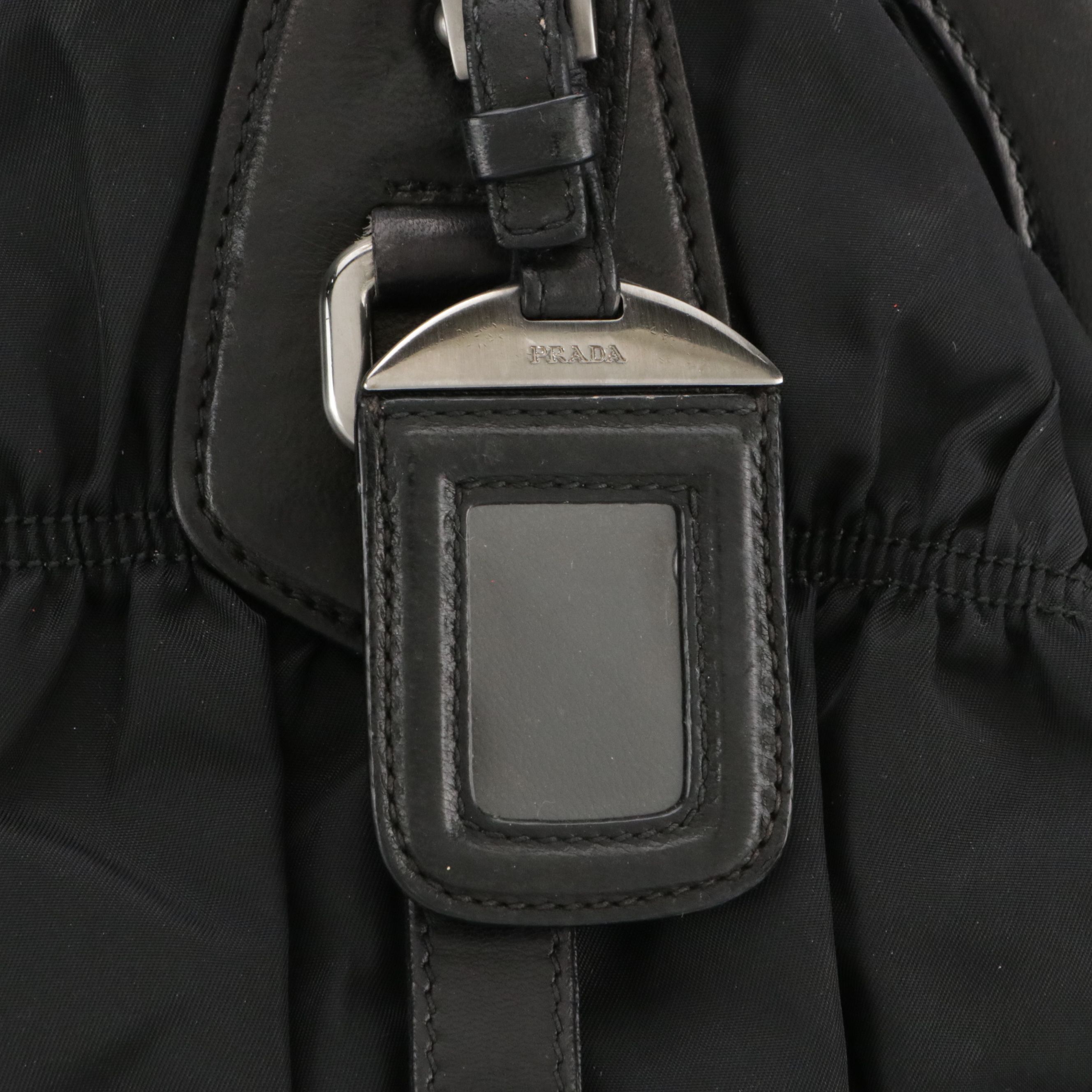 Prada Black Gaufre Tessuto Nylon and Leather Tote Bag with Braided Strap