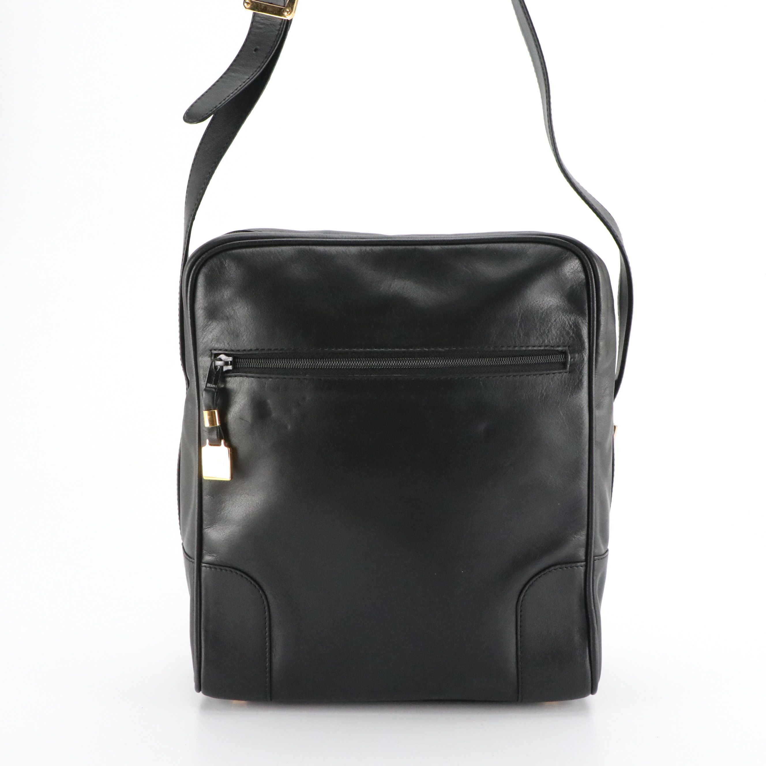 Loewe Anagram Black Leather Messenger Bag