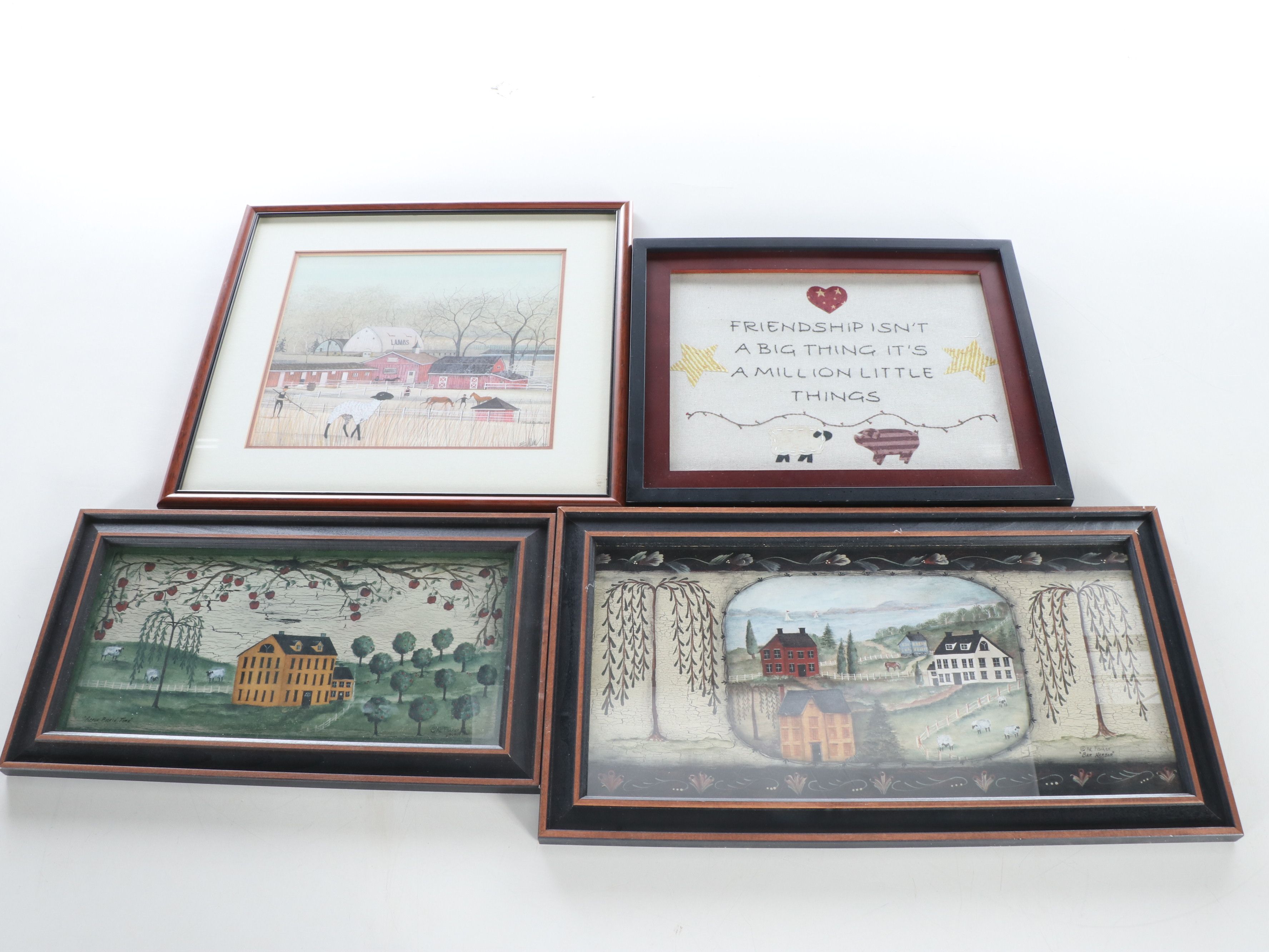 Framed Embroidery, Iron Candleholders and More Folk Art Home Décor