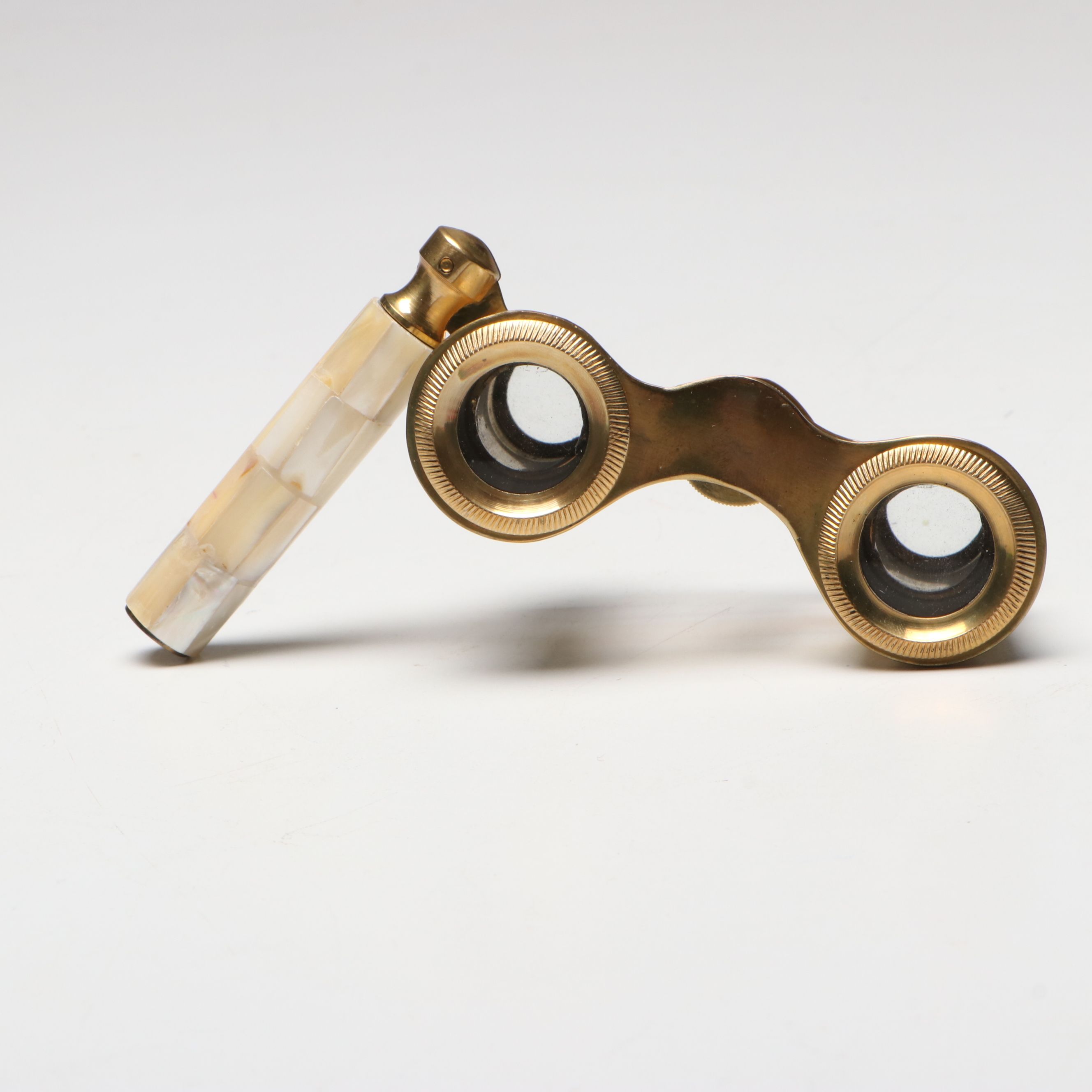 Mother-of-Pearl and Brass Lorgnette Opera Glasses, Early to Mid-20th Century