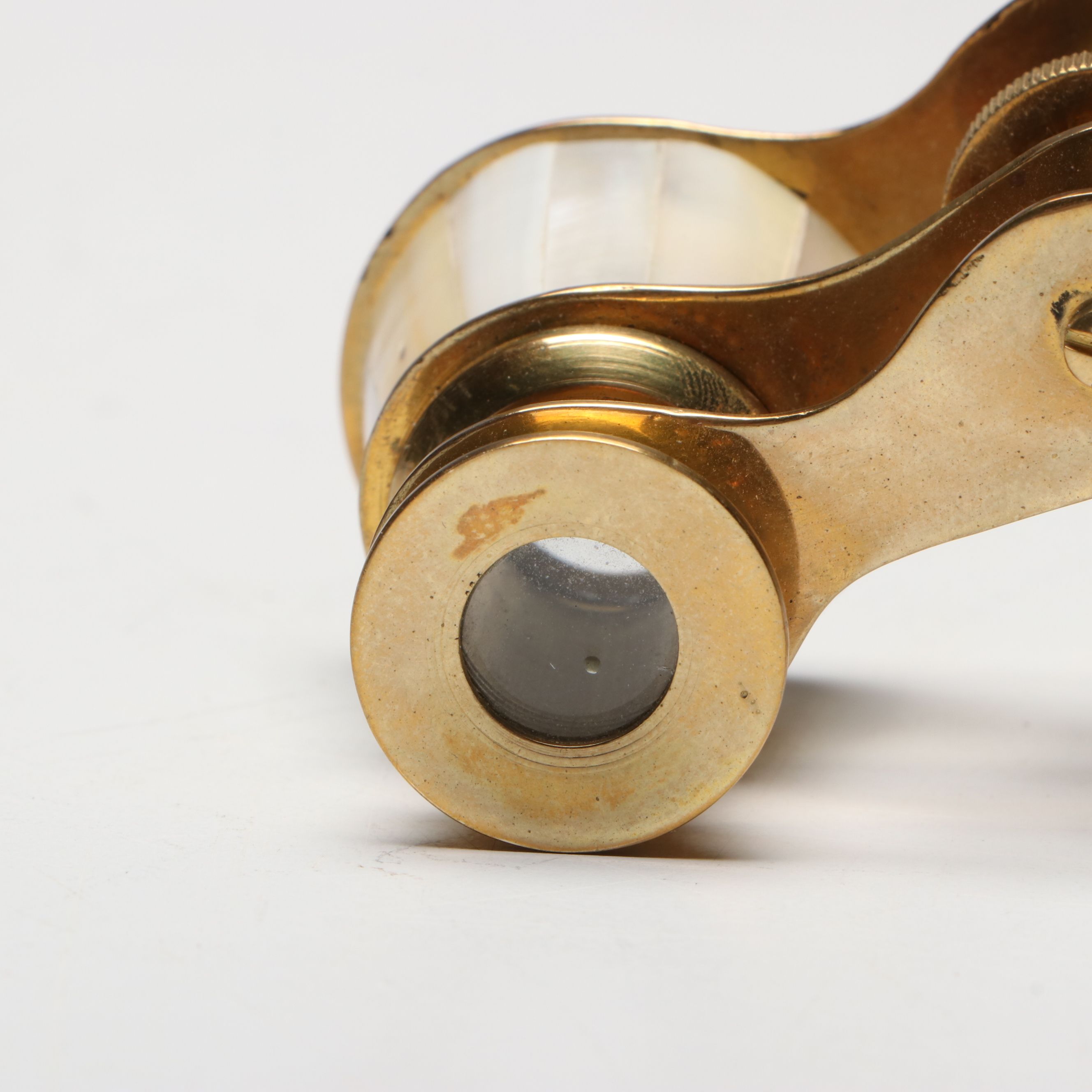 Mother-of-Pearl and Brass Lorgnette Opera Glasses, Early to Mid-20th Century