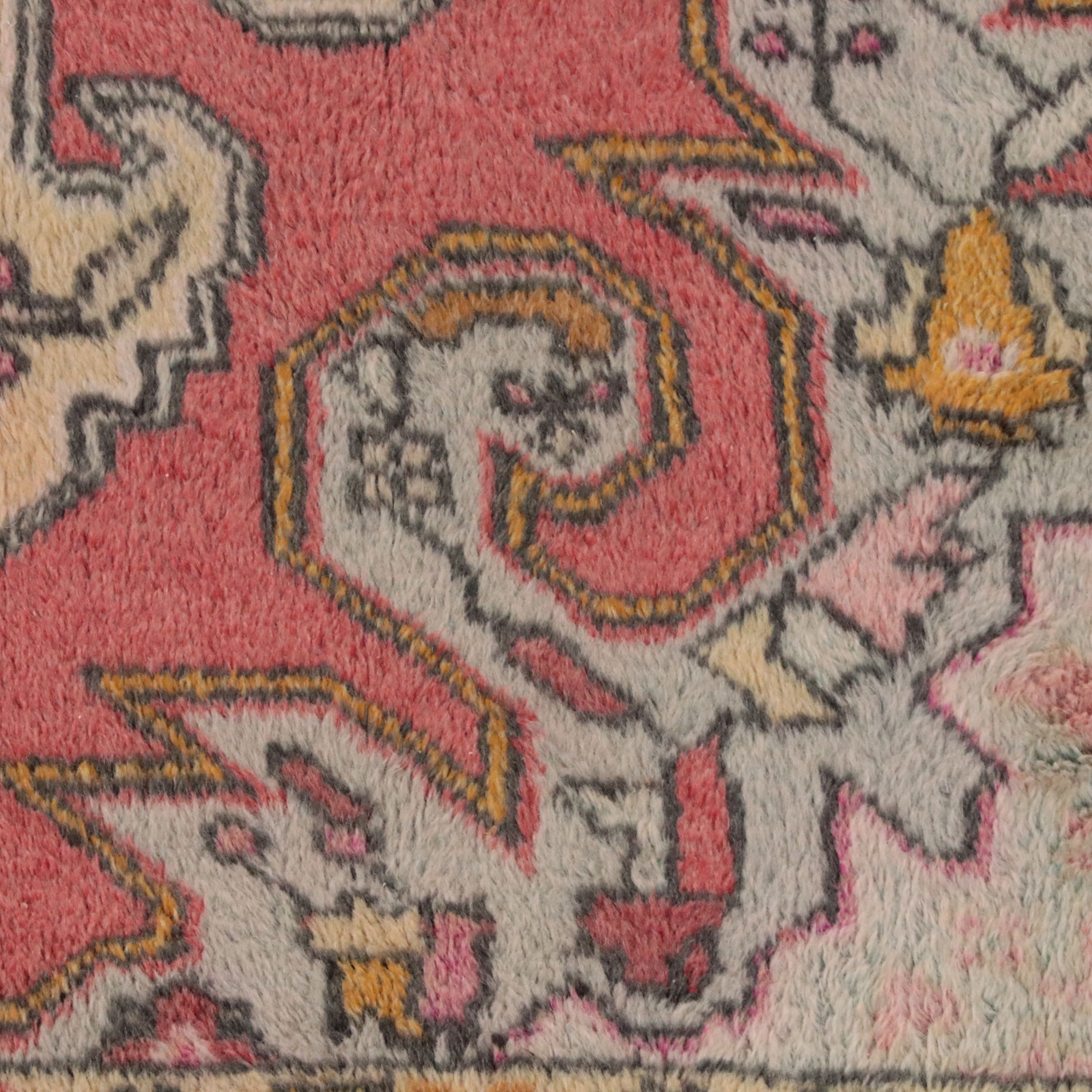 4'3 x 7' Hand-Knotted Turkish Oushak Area Rug