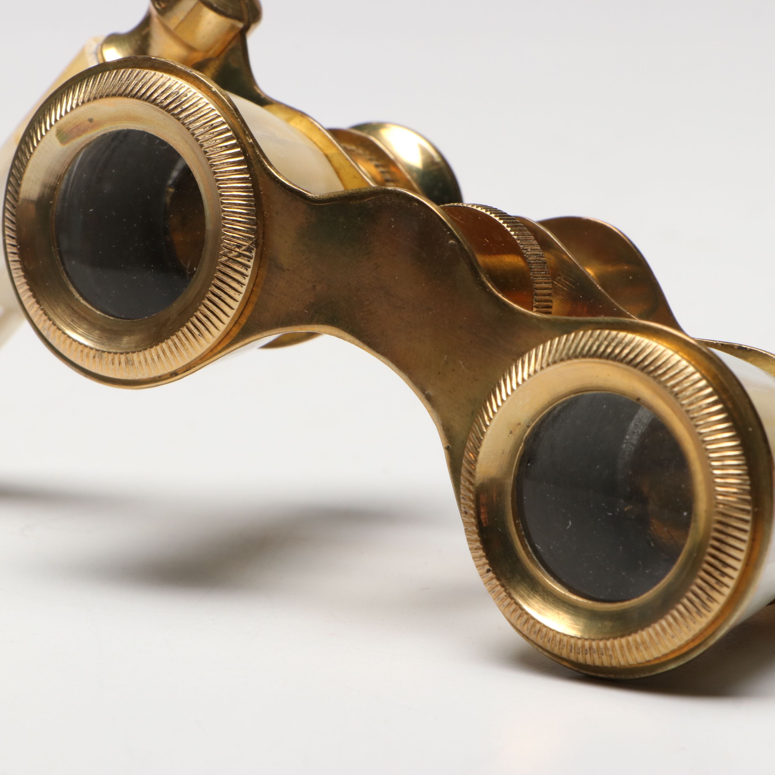 Mother-of-Pearl and Brass Lorgnette Opera Glasses, Early to Mid-20th Century