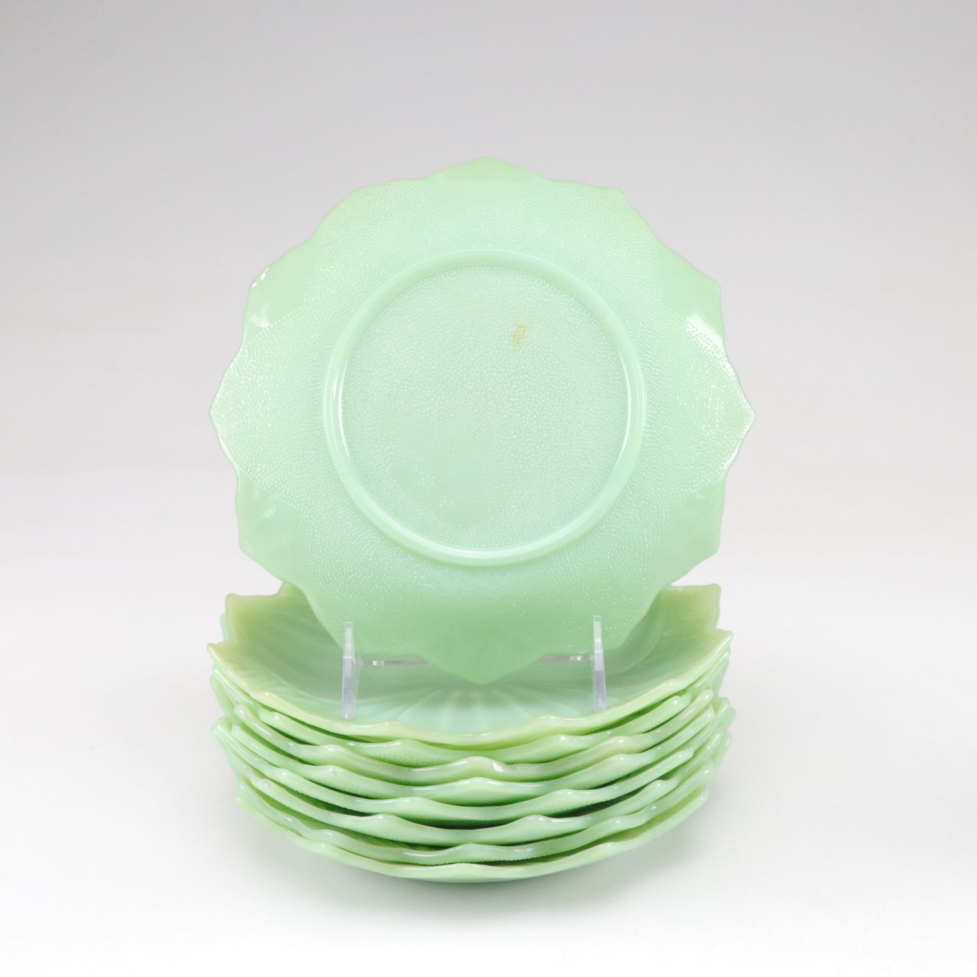 Fire-King "Lotus Blossom" Salad Plates and Other Jadeite Dinnerware