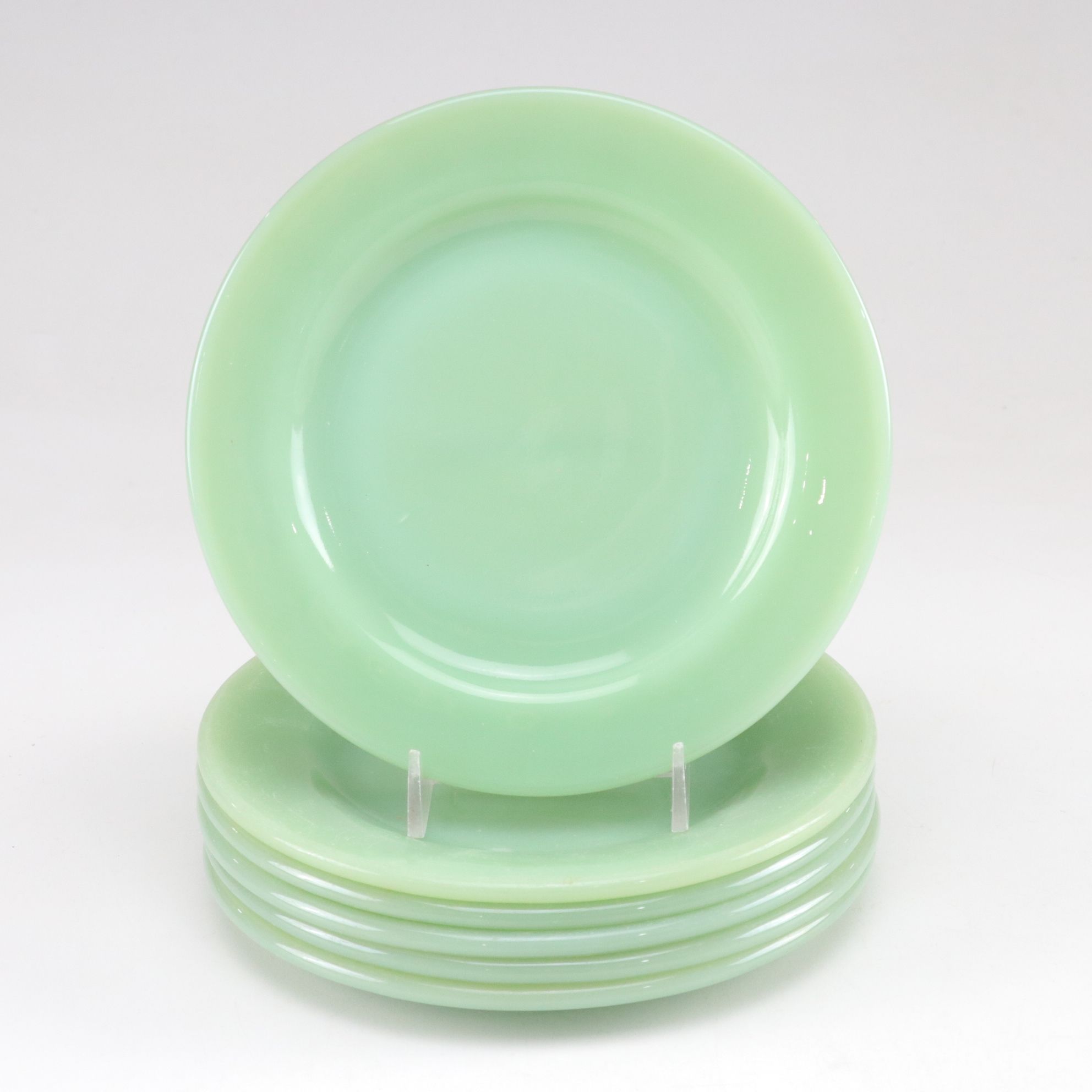 Fire-King "Lotus Blossom" Salad Plates and Other Jadeite Dinnerware