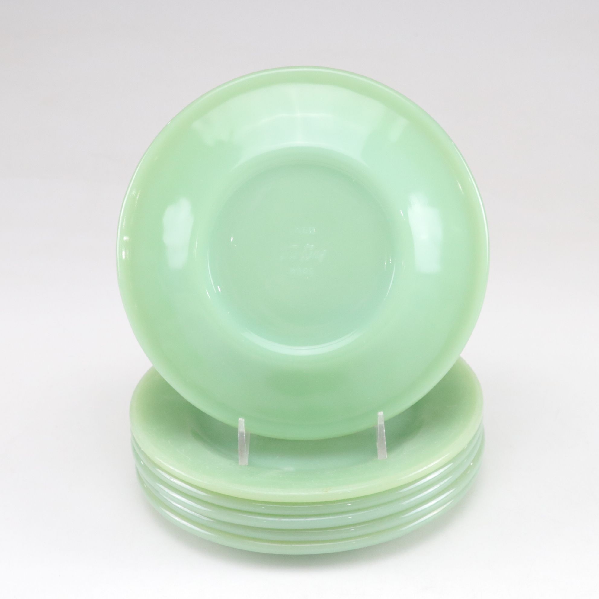 Fire-King "Lotus Blossom" Salad Plates and Other Jadeite Dinnerware