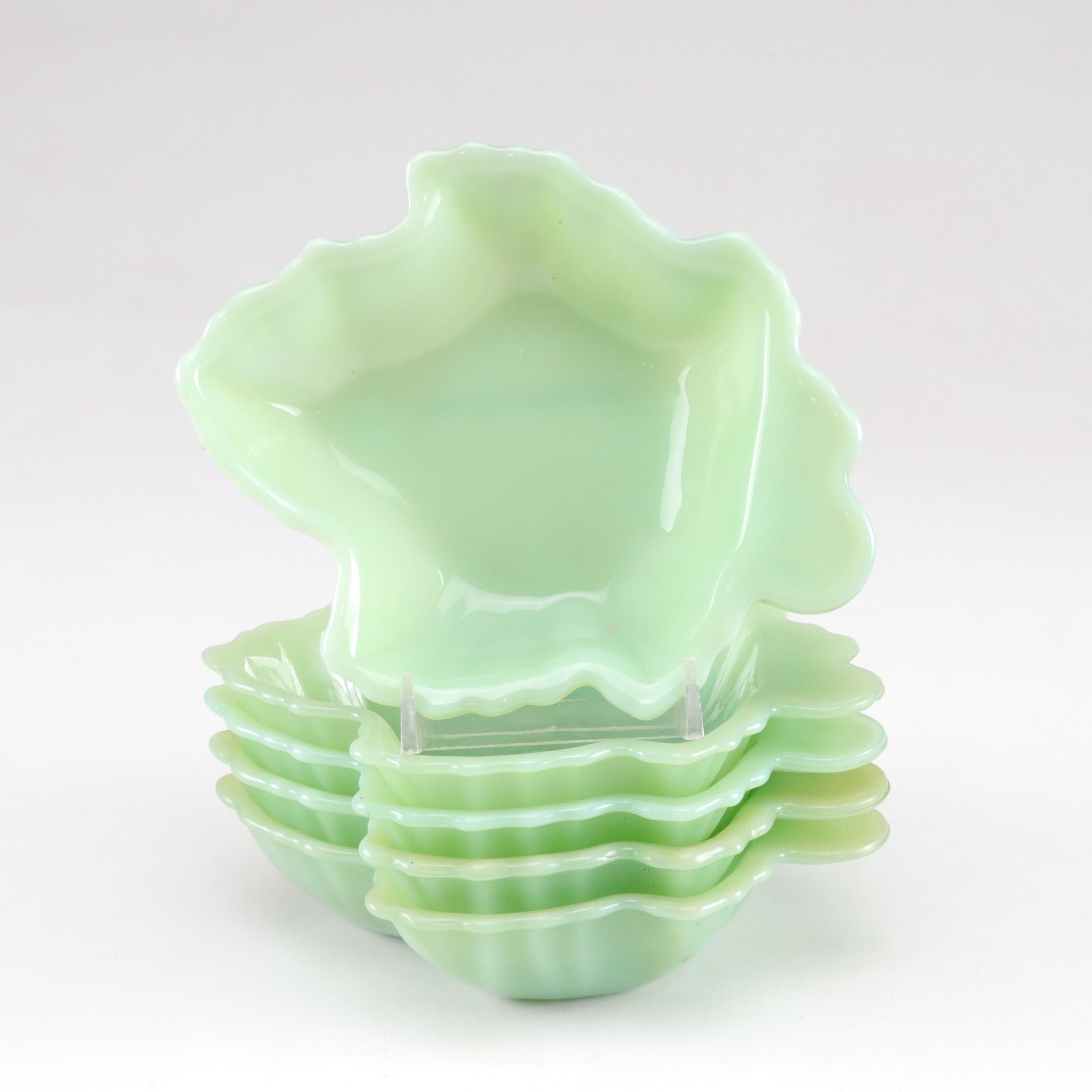Fire-King "Lotus Blossom" Salad Plates and Other Jadeite Dinnerware