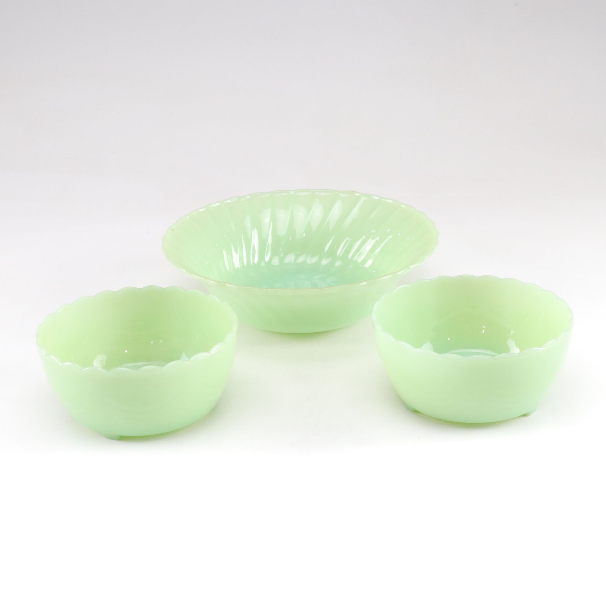 Fire-King "Lotus Blossom" Salad Plates and Other Jadeite Dinnerware