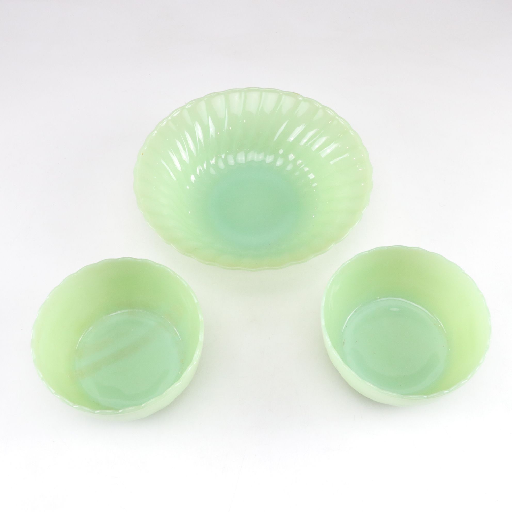 Fire-King "Lotus Blossom" Salad Plates and Other Jadeite Dinnerware
