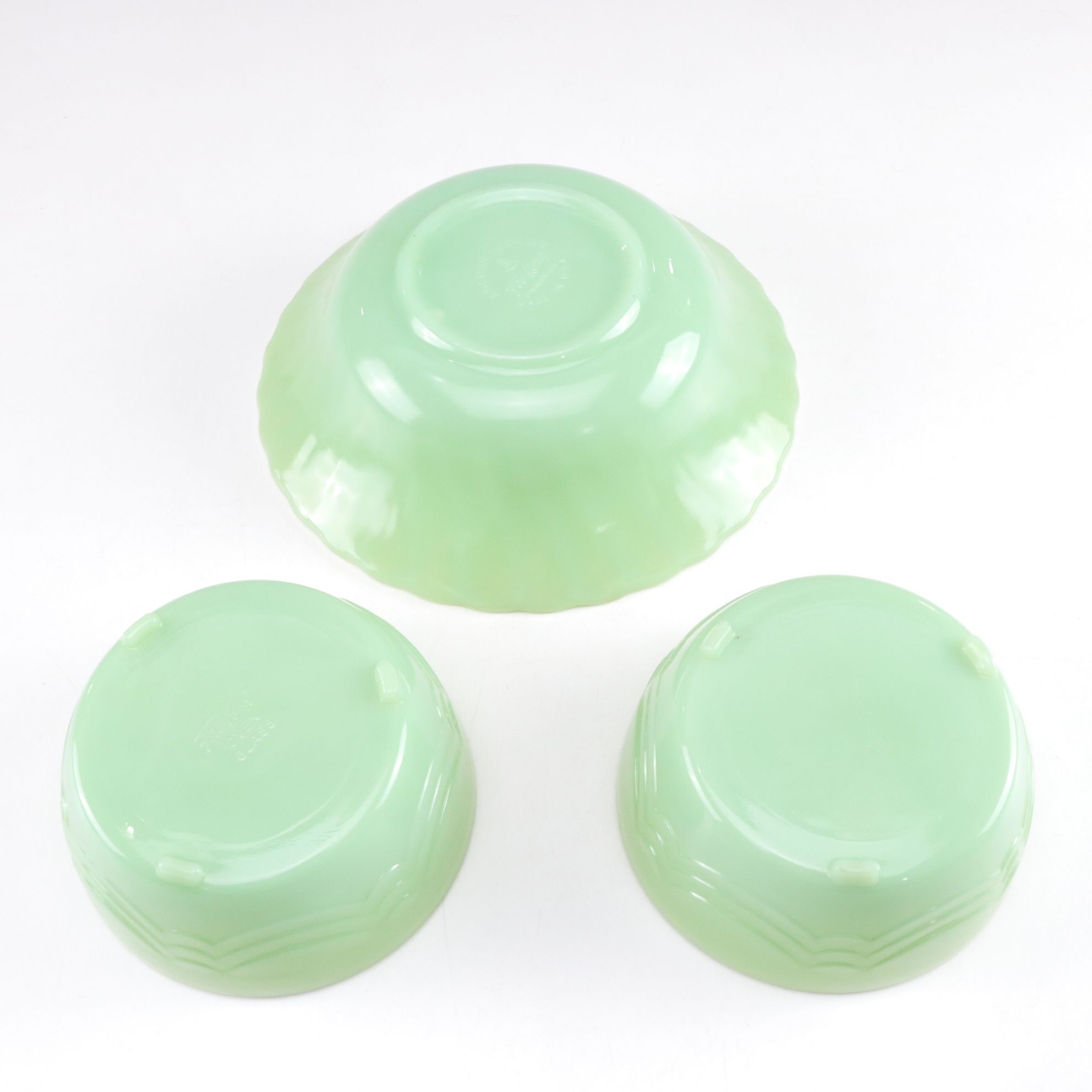 Fire-King "Lotus Blossom" Salad Plates and Other Jadeite Dinnerware
