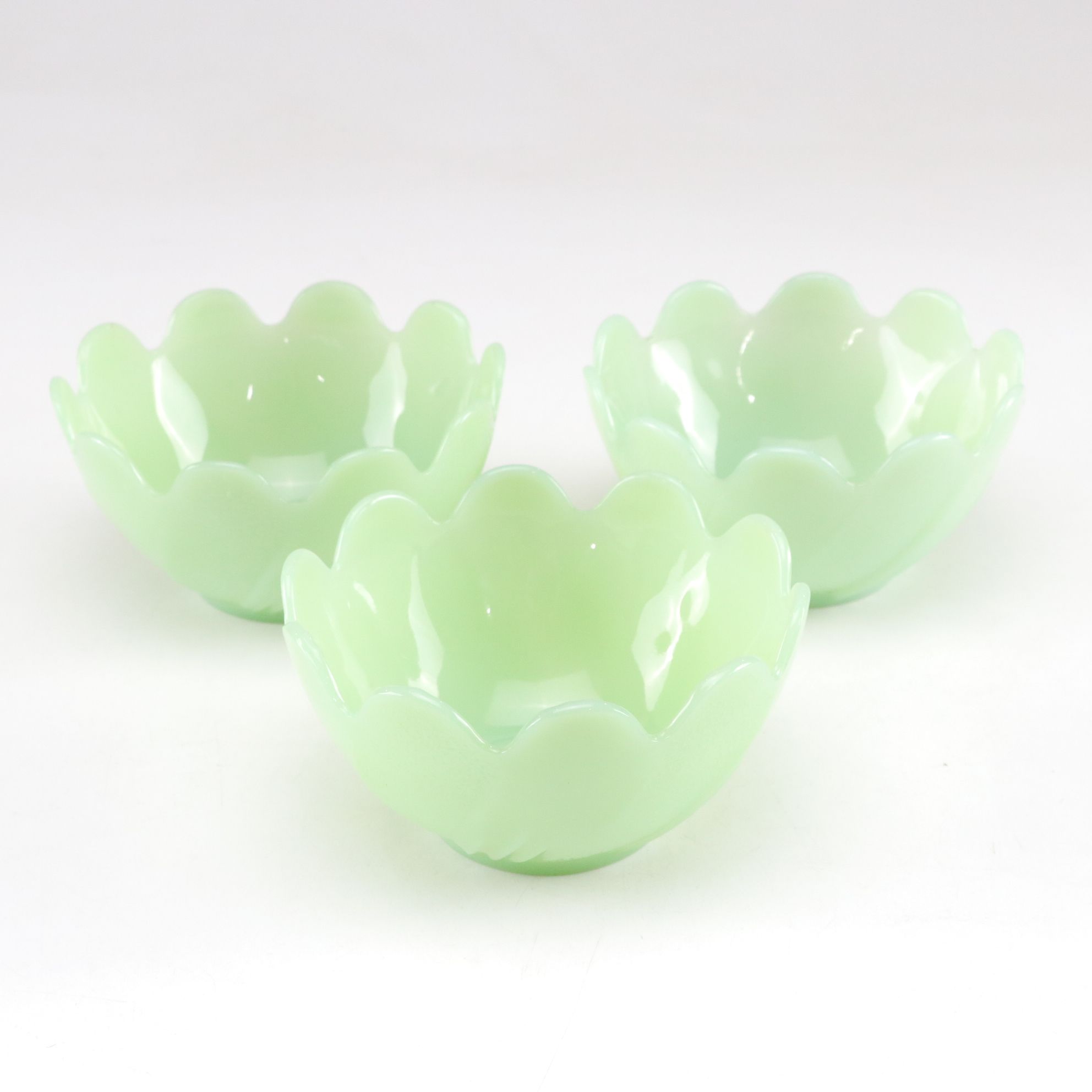 Fire-King "Lotus Blossom" Salad Plates and Other Jadeite Dinnerware