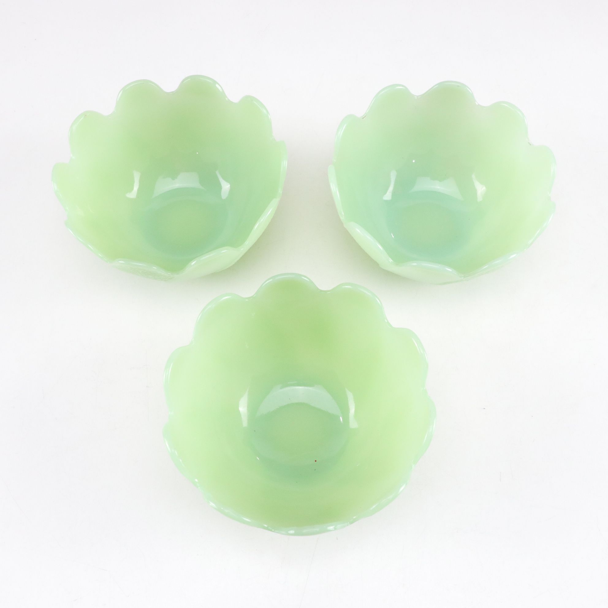 Fire-King "Lotus Blossom" Salad Plates and Other Jadeite Dinnerware