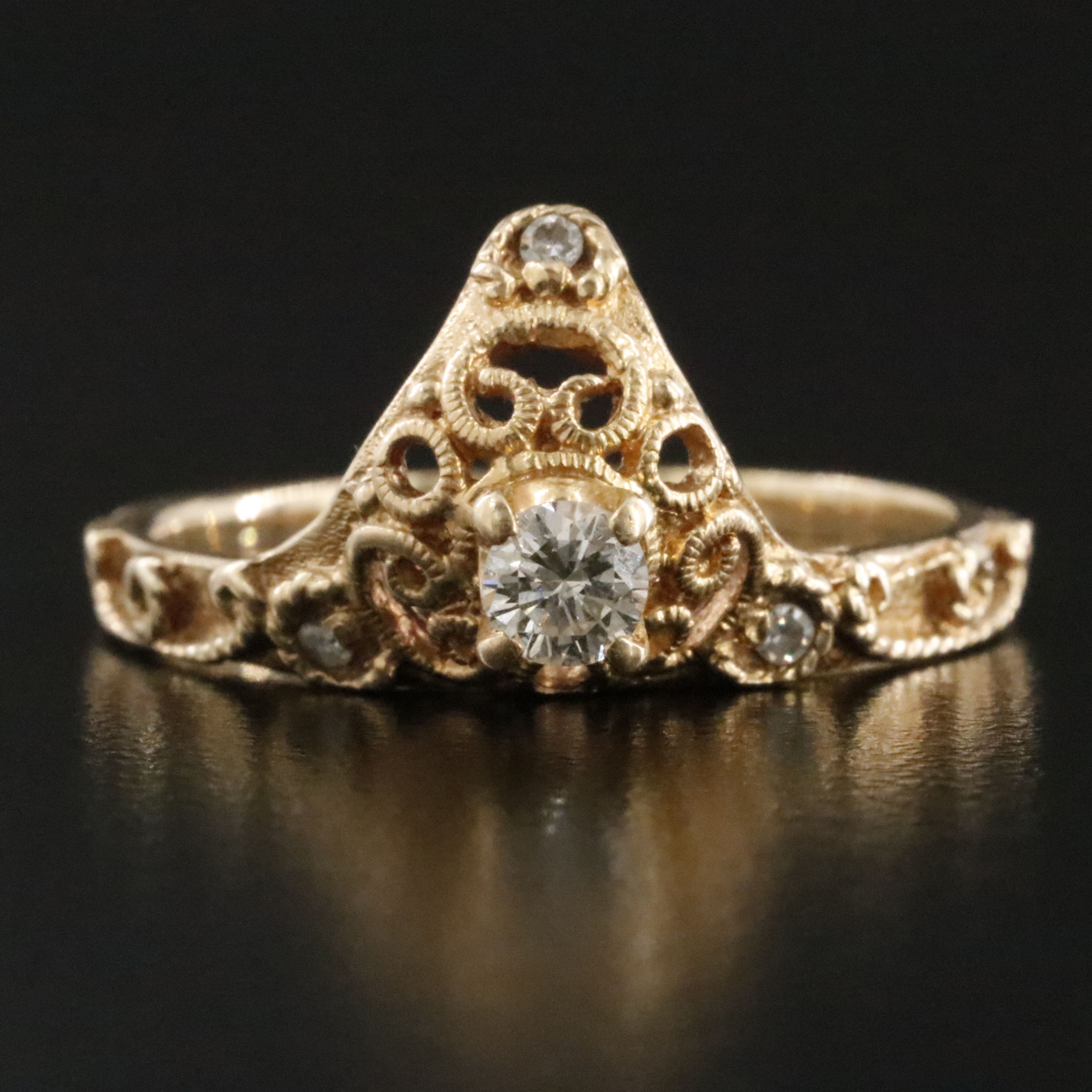 14K 0.21 CTW Diamond Filigree Ring