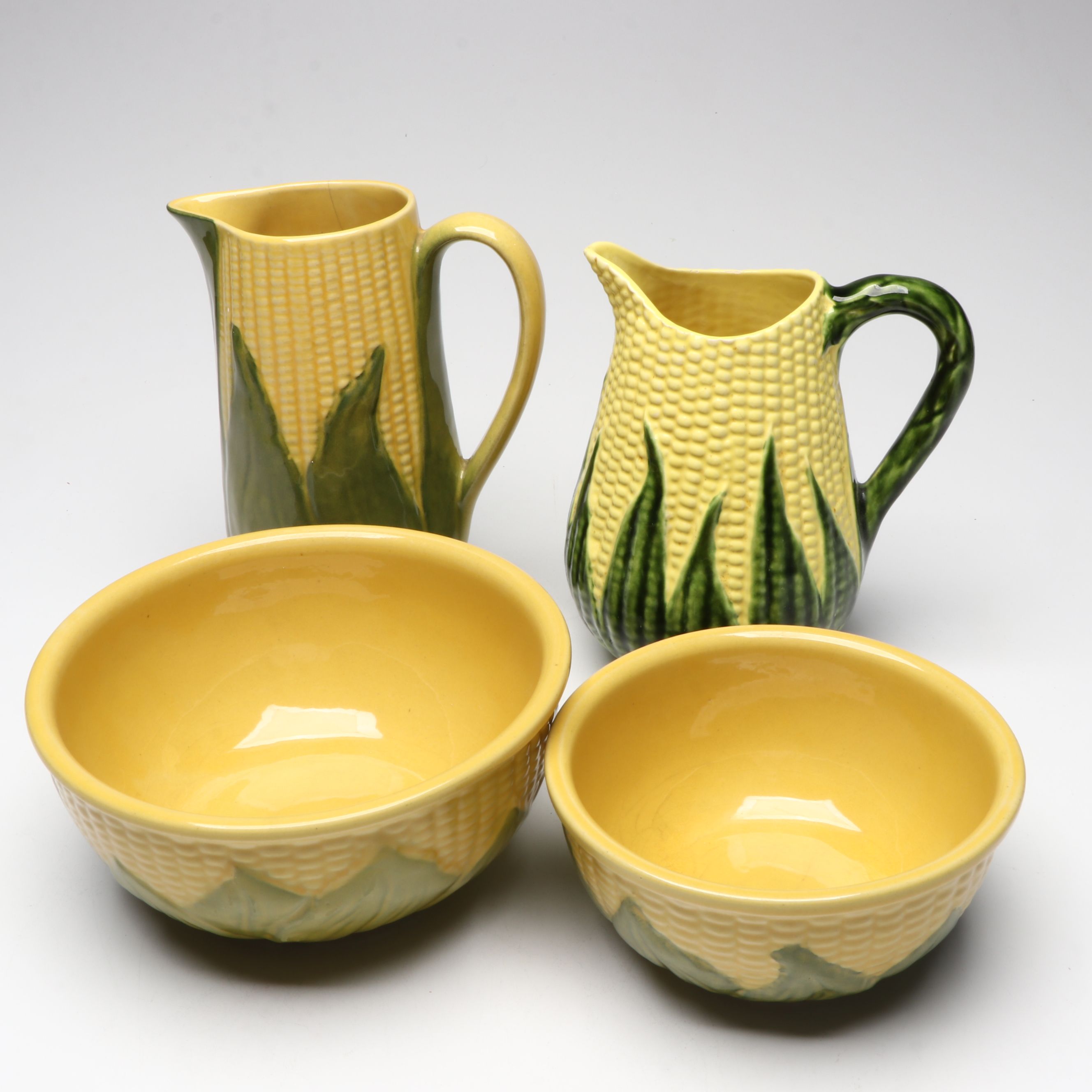 Shawnee Pottery "Corn King" Pitchers and Bowls, Mid-20th Century