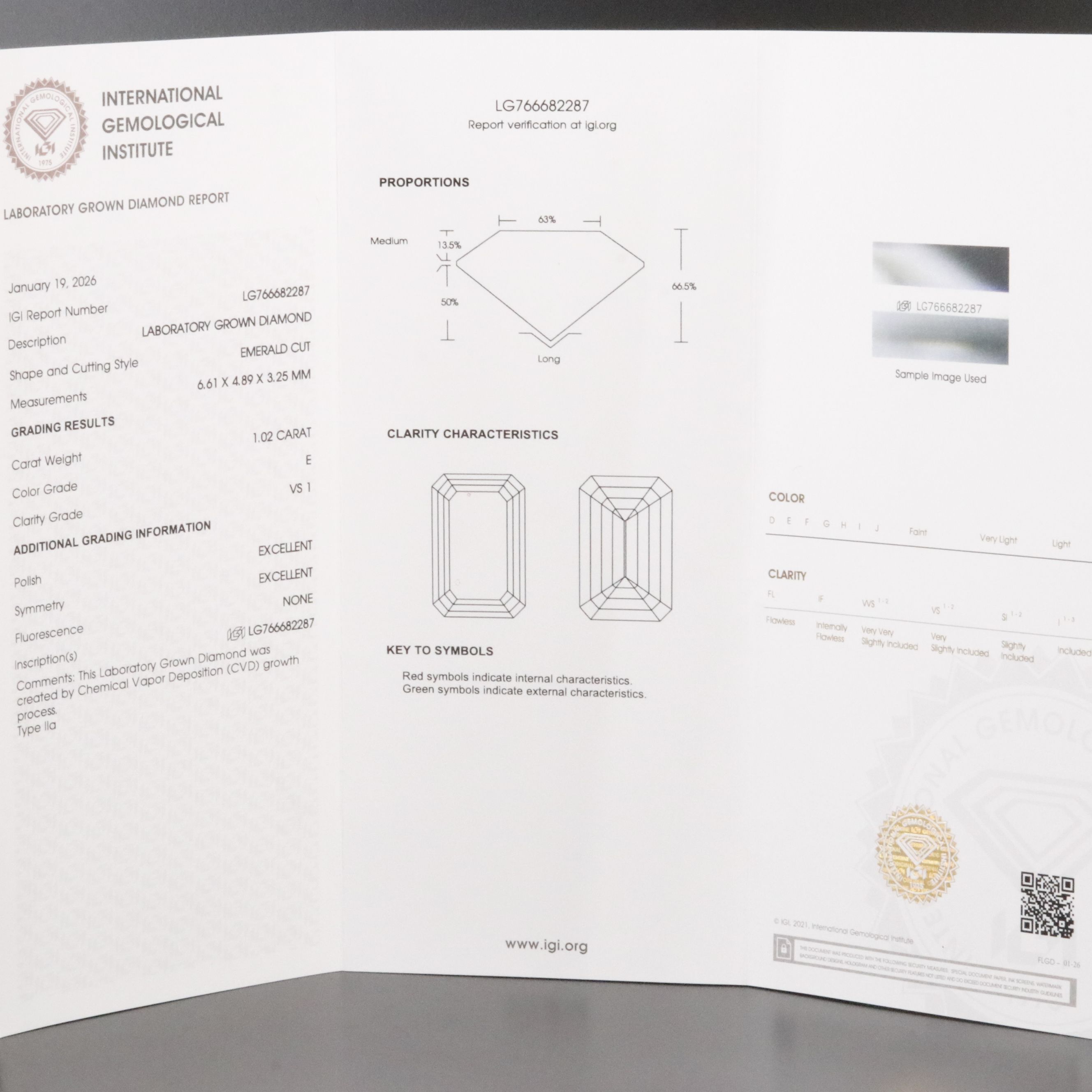 Loose 1.02 CT Lab Grown Diamond with IGI Report