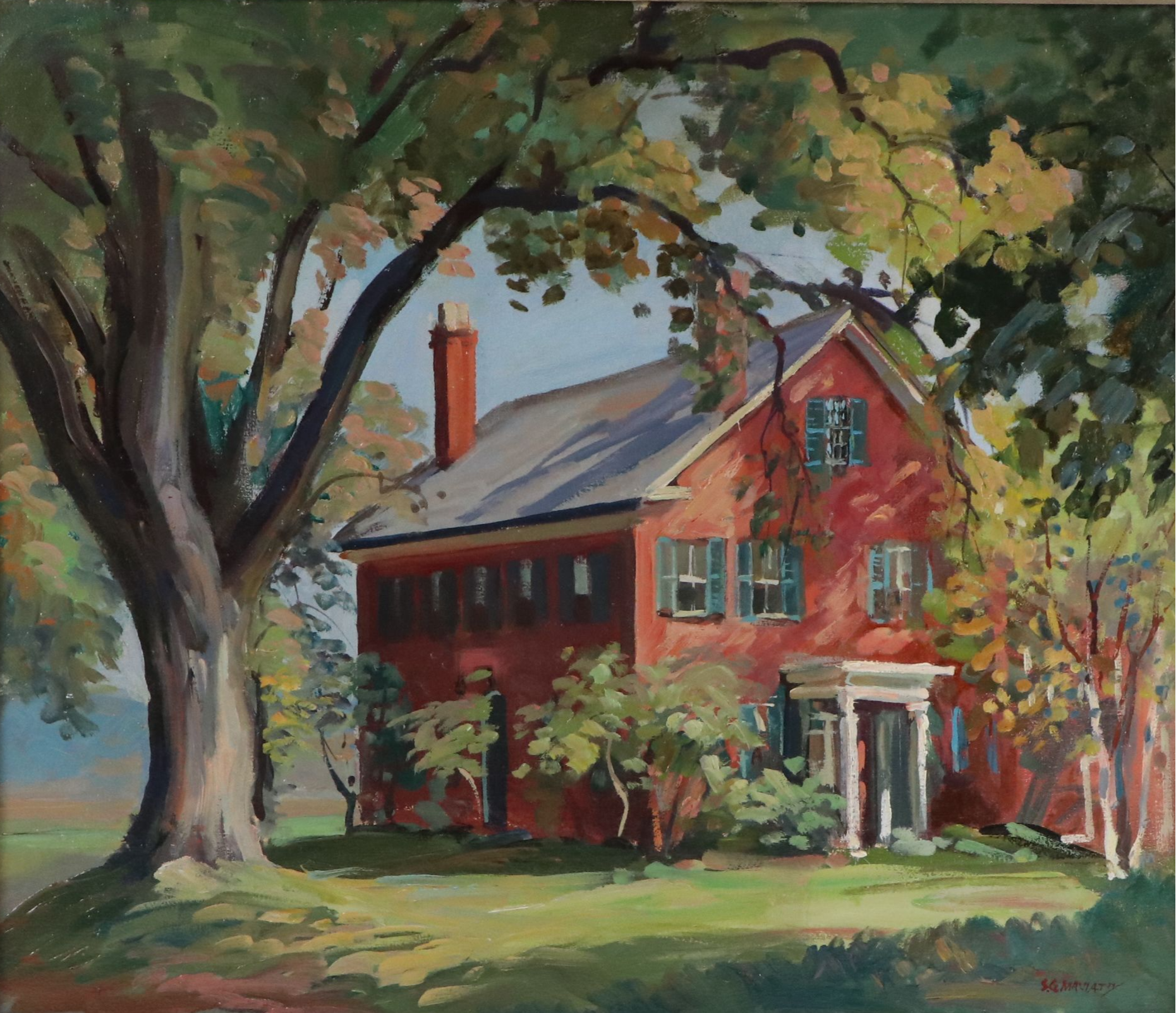 Stephen George Maniatty Oil Painting on Canvas "Wright Home, Deerfield," 1946