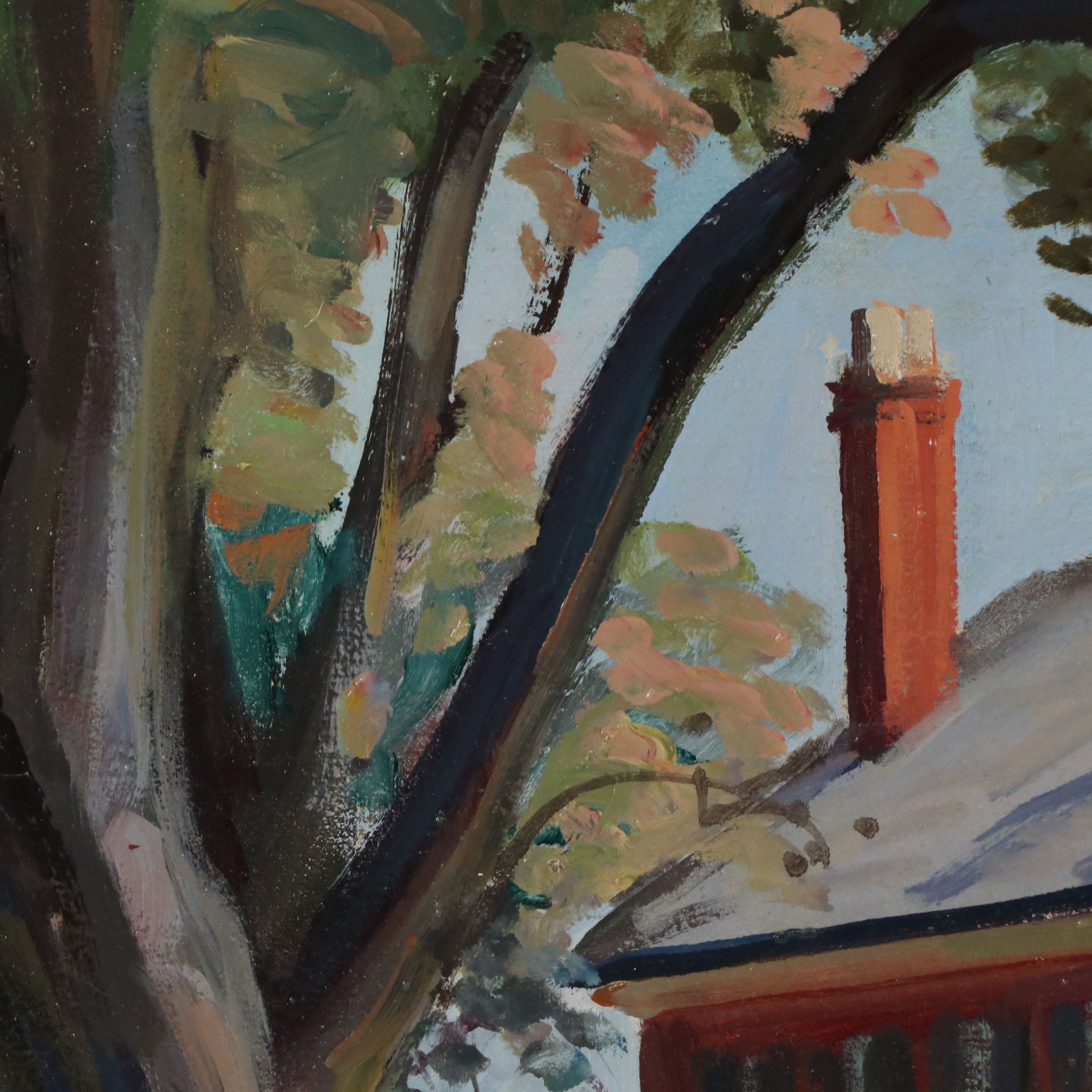 Stephen George Maniatty Oil Painting on Canvas "Wright Home, Deerfield," 1946