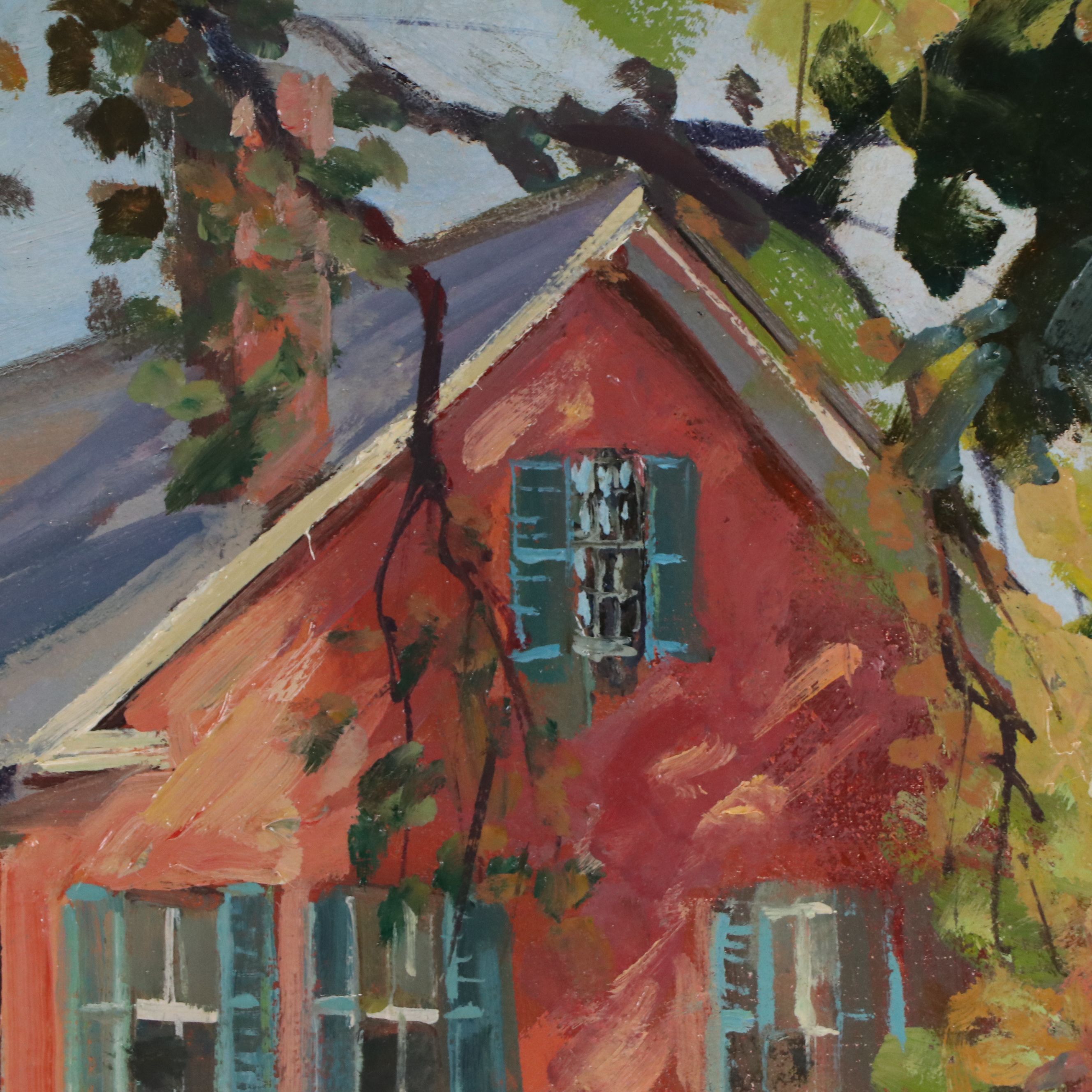 Stephen George Maniatty Oil Painting on Canvas "Wright Home, Deerfield," 1946