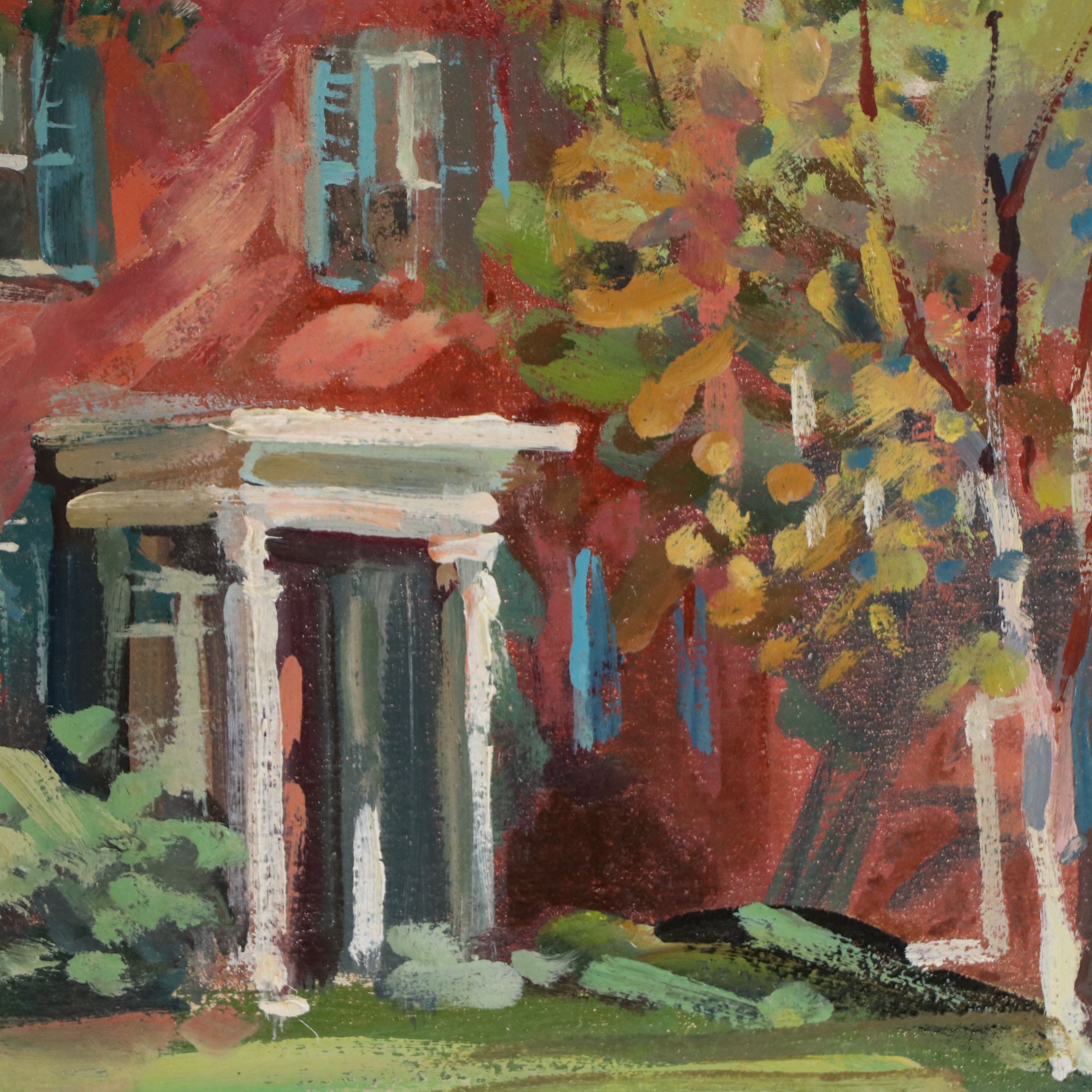 Stephen George Maniatty Oil Painting on Canvas "Wright Home, Deerfield," 1946