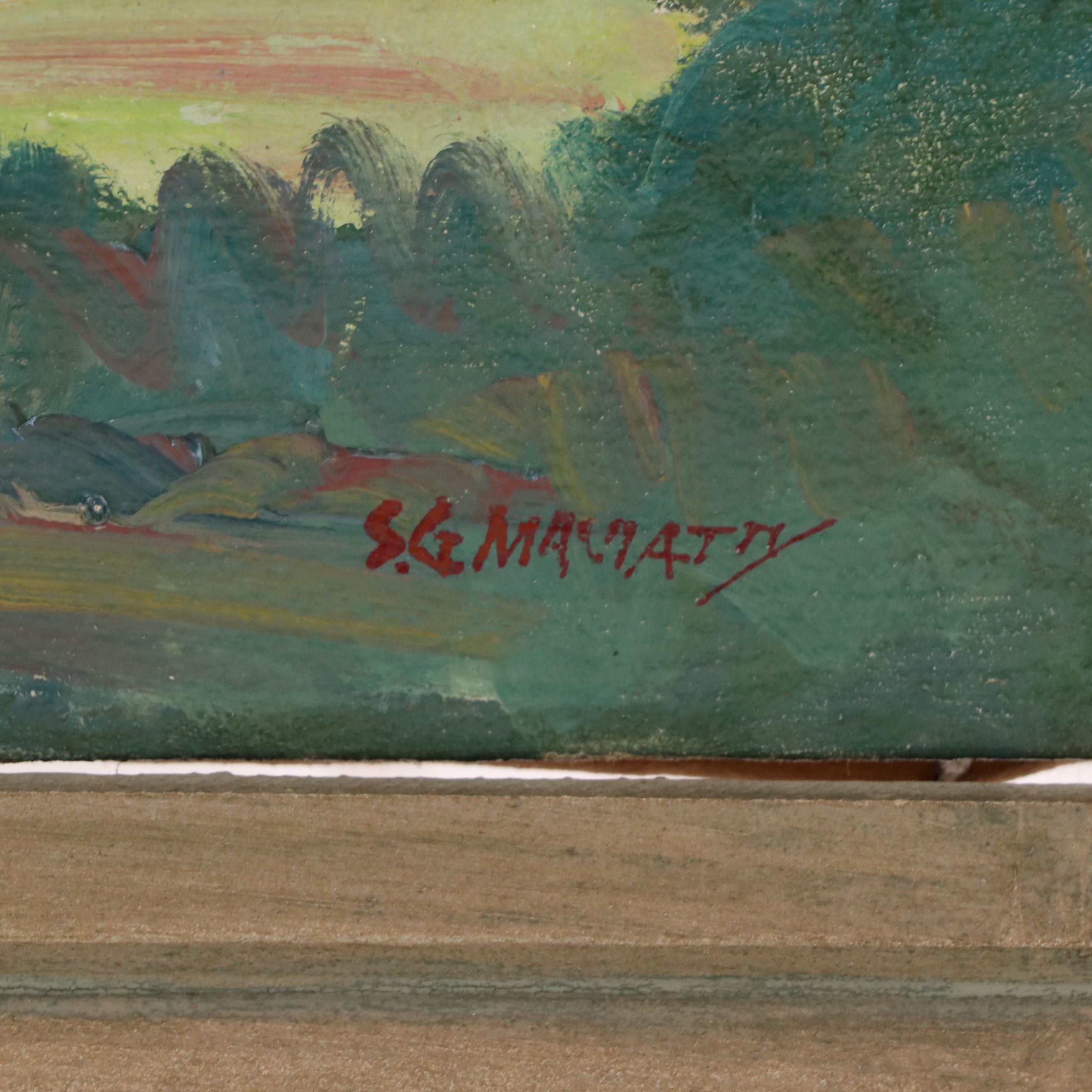 Stephen George Maniatty Oil Painting on Canvas "Wright Home, Deerfield," 1946