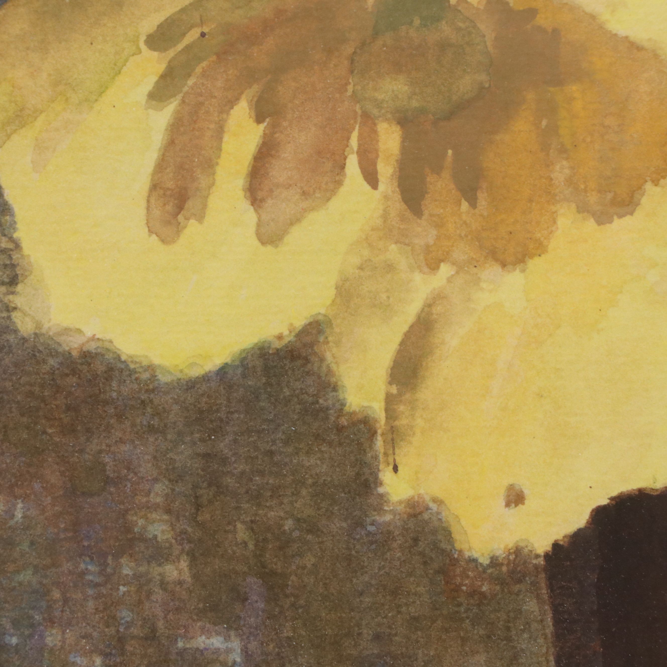 Still Life Watercolor Painting of Vase of Flowers, 20th Century